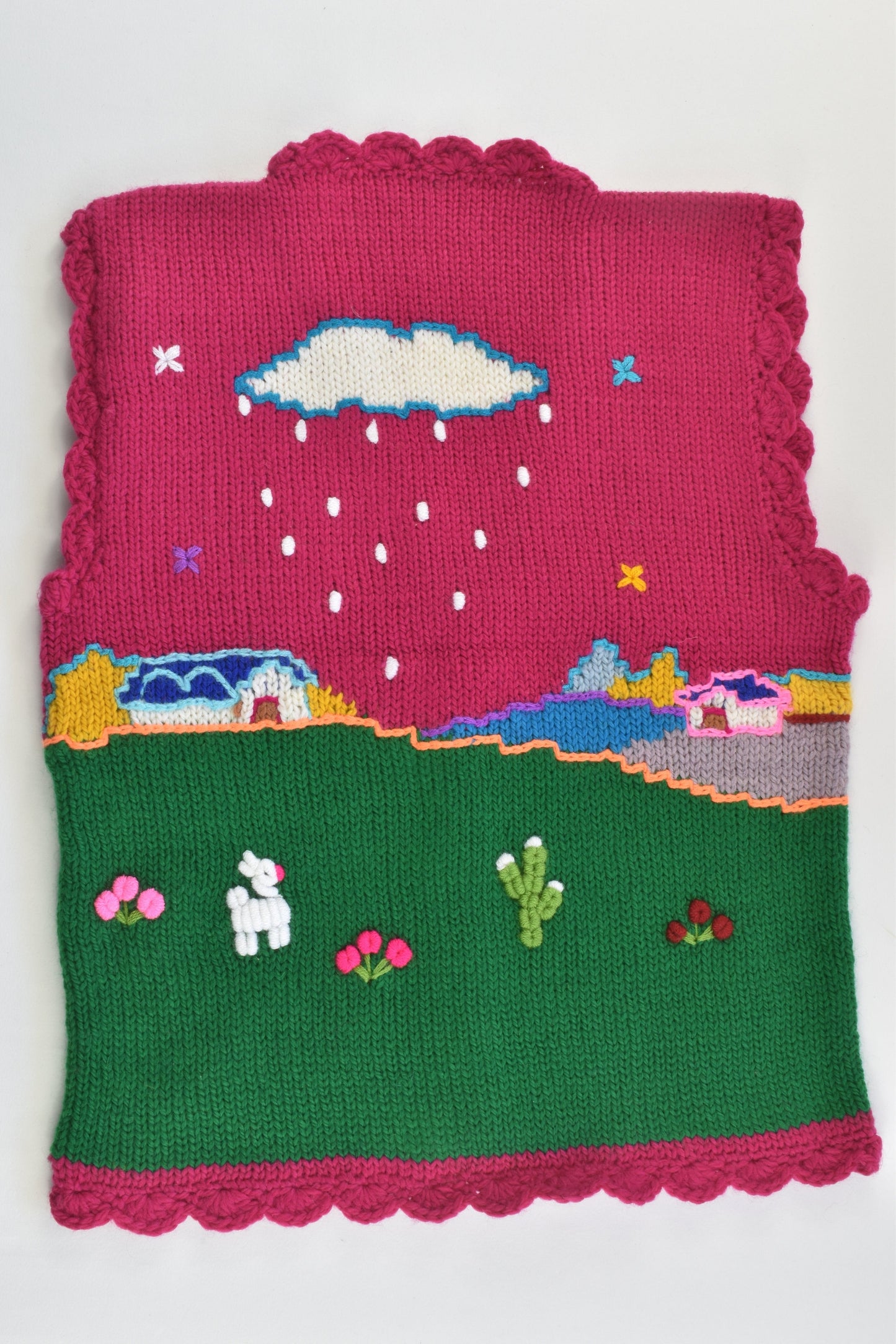 NEW Peruvian Handmade Size 6 Wool Vest with Buttons