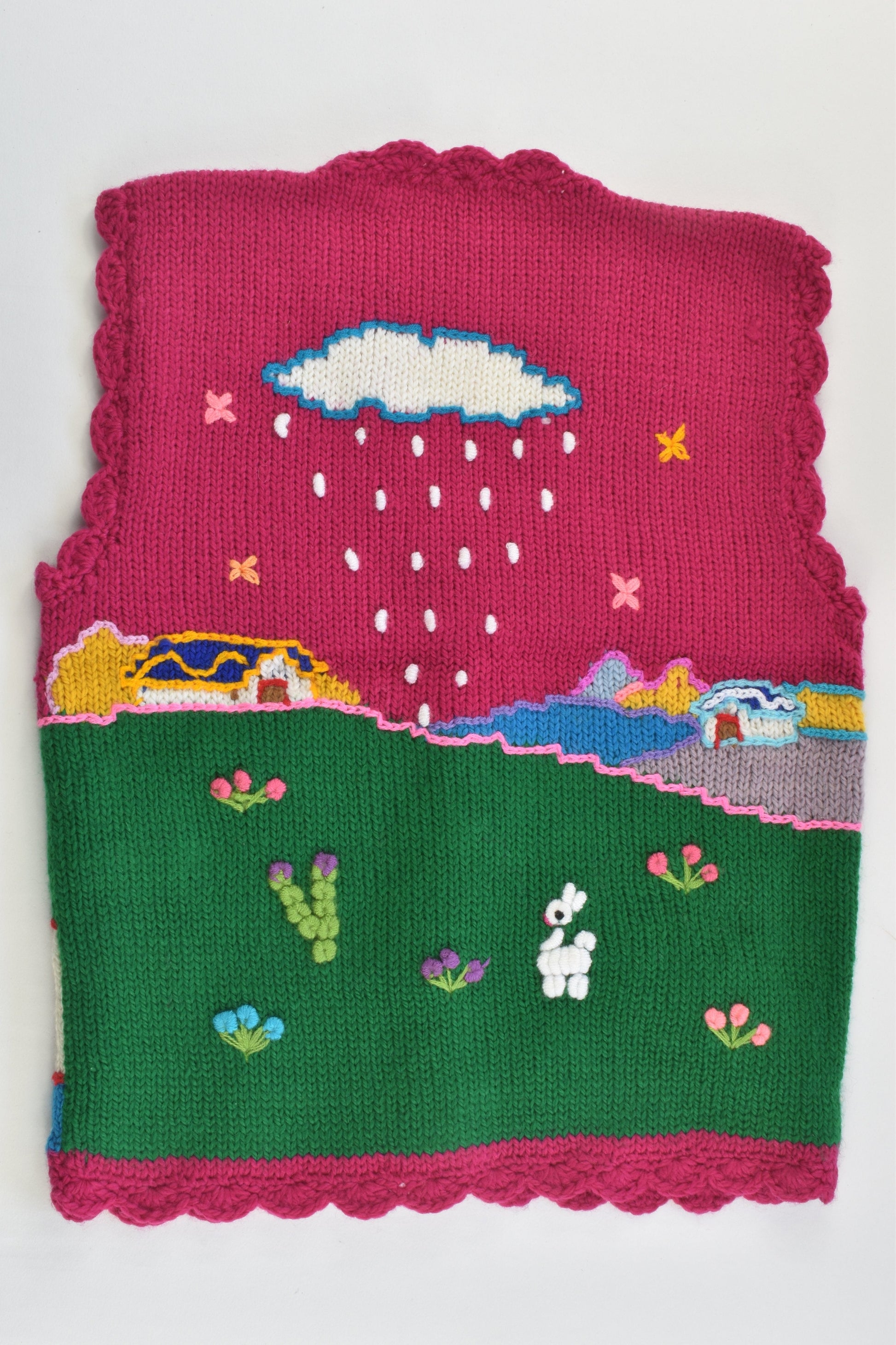 NEW Peruvian Handmade Size 6 Wool Vest with Buttons
