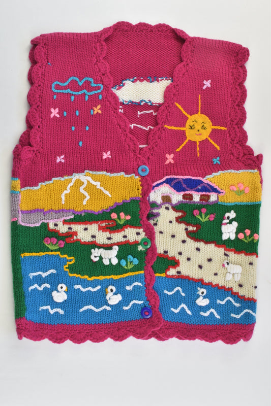 NEW Peruvian Handmade Size 6 Wool Vest with Buttons