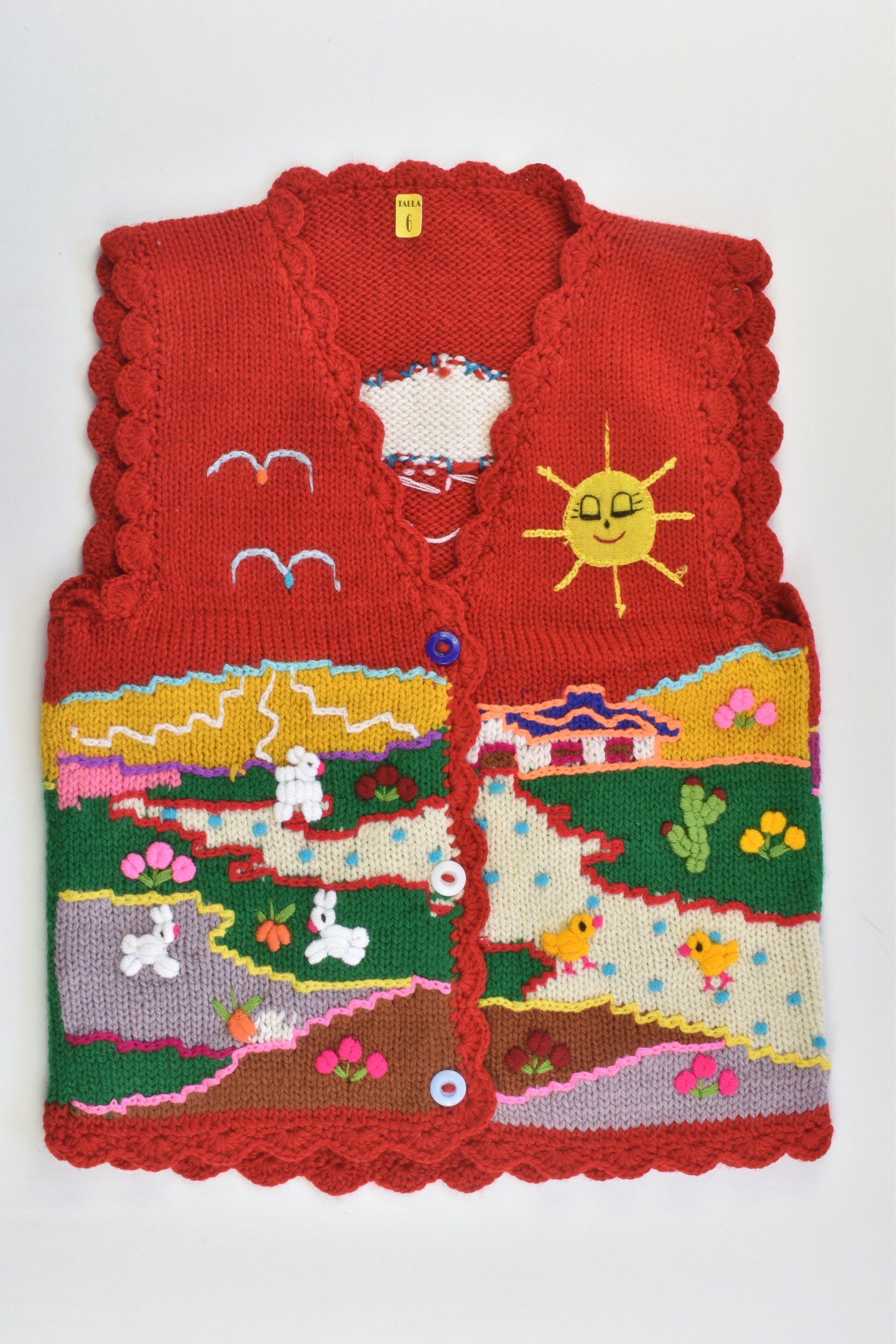 NEW Peruvian Handmade Size 6 Wool Vest with Buttons