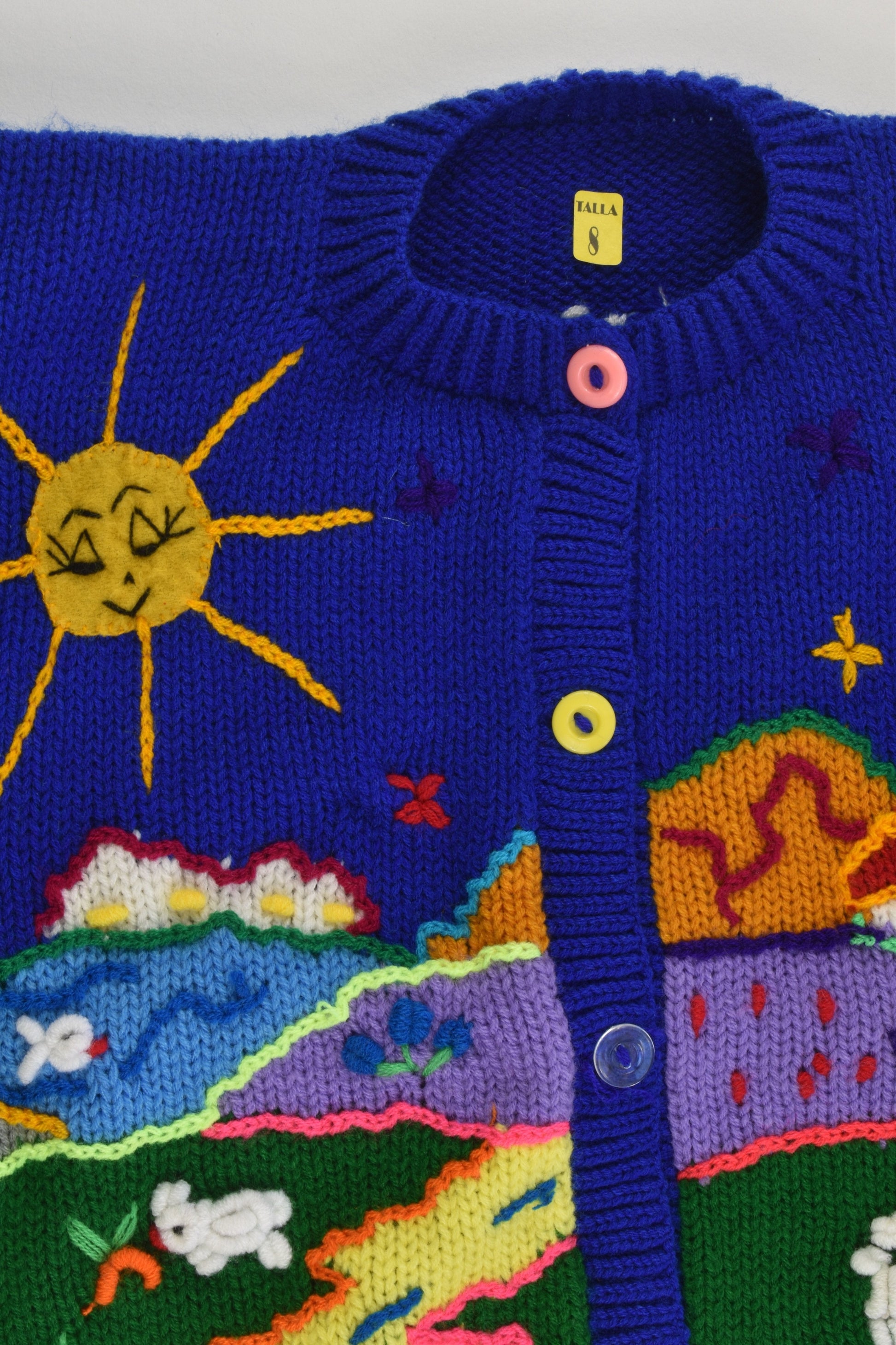 NEW Peruvian Handmade Size 8 Wool Jumper with Buttons