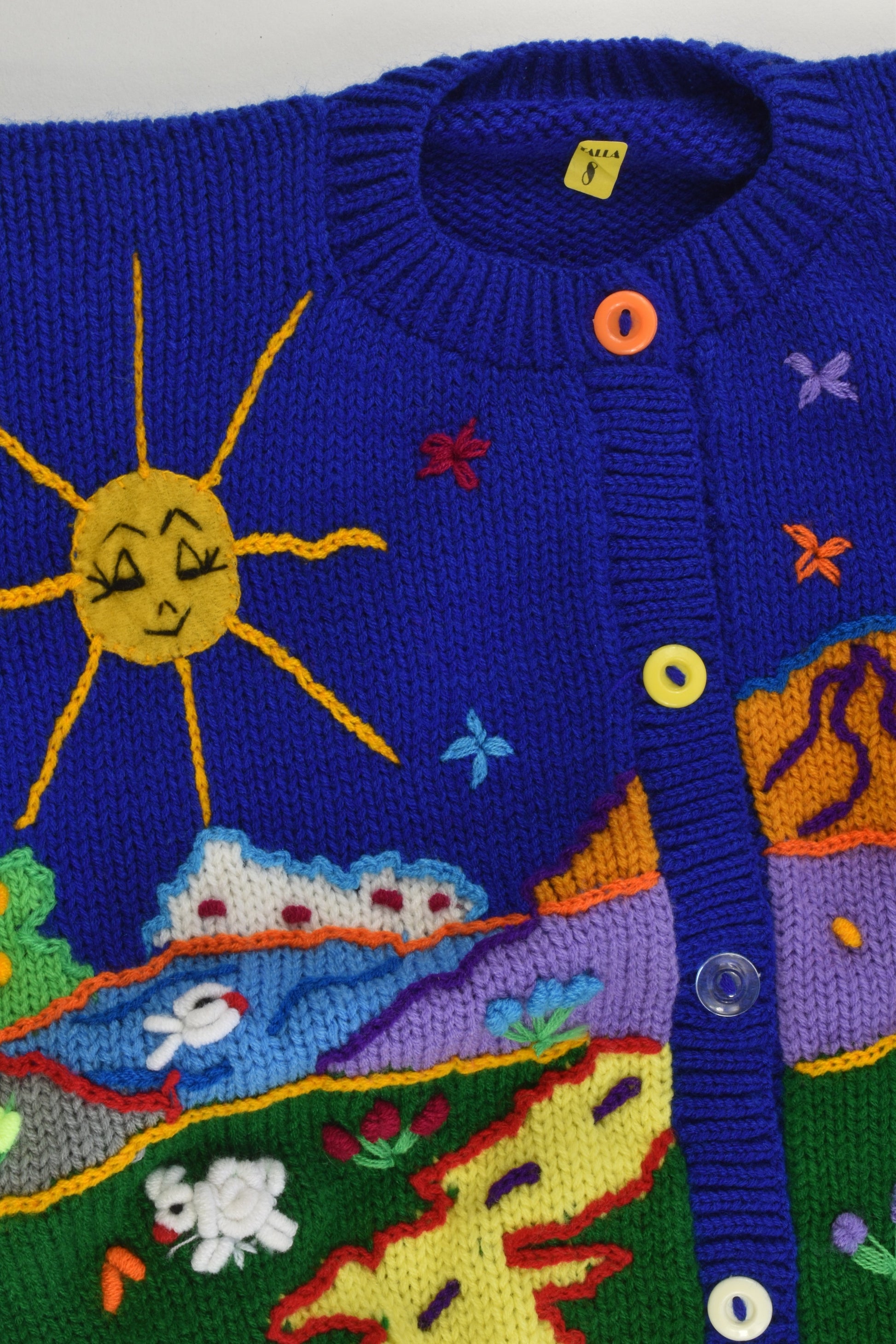 NEW Peruvian Handmade Size 8 Wool Jumper with Buttons
