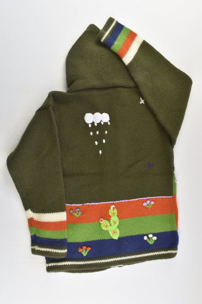 NEW Peruvian Handmade Size 8 Wool Jumper with Zip and Hood