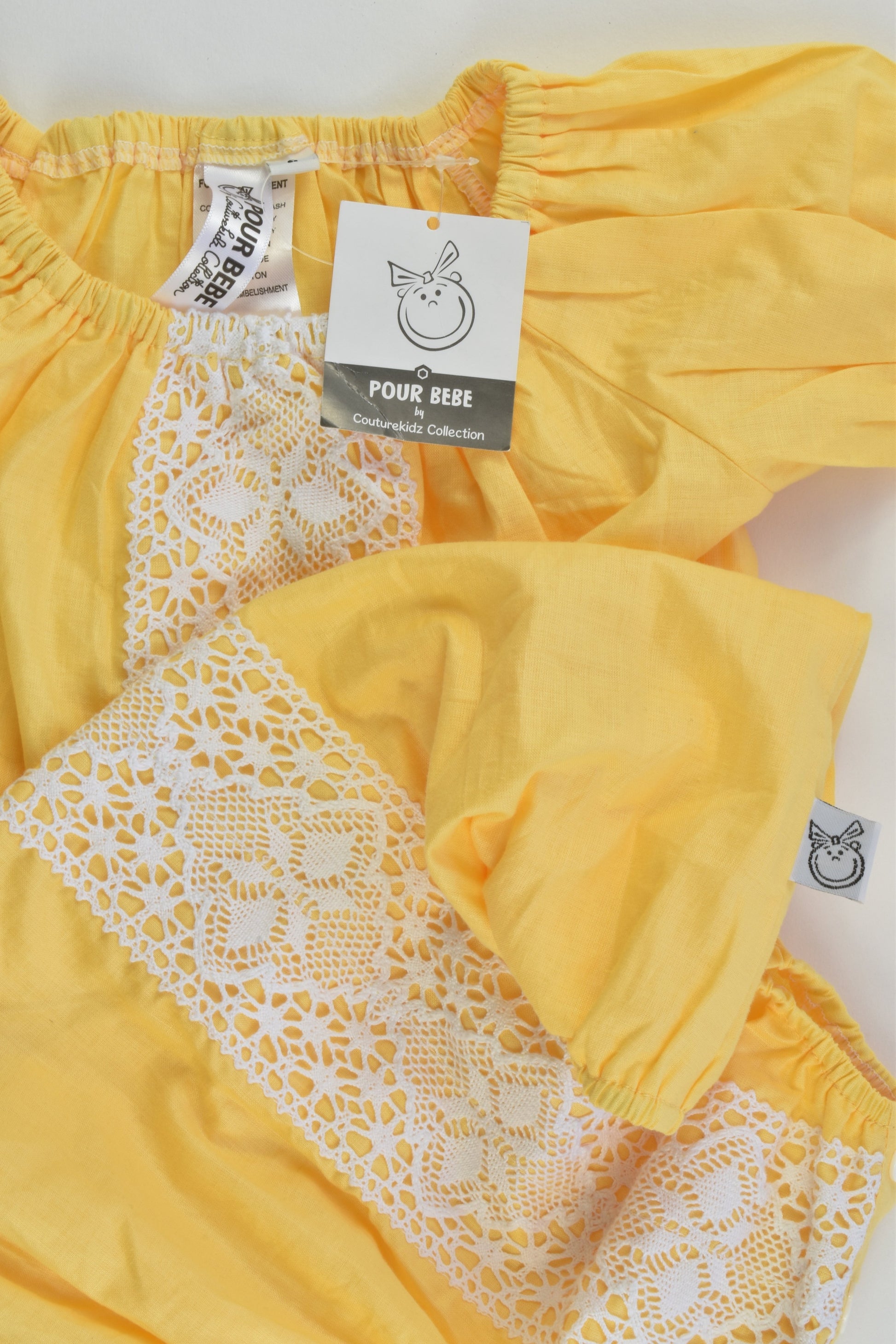 NEW Pour Bebe by Couturekidz Size 2 Summer Romper with Lace Details