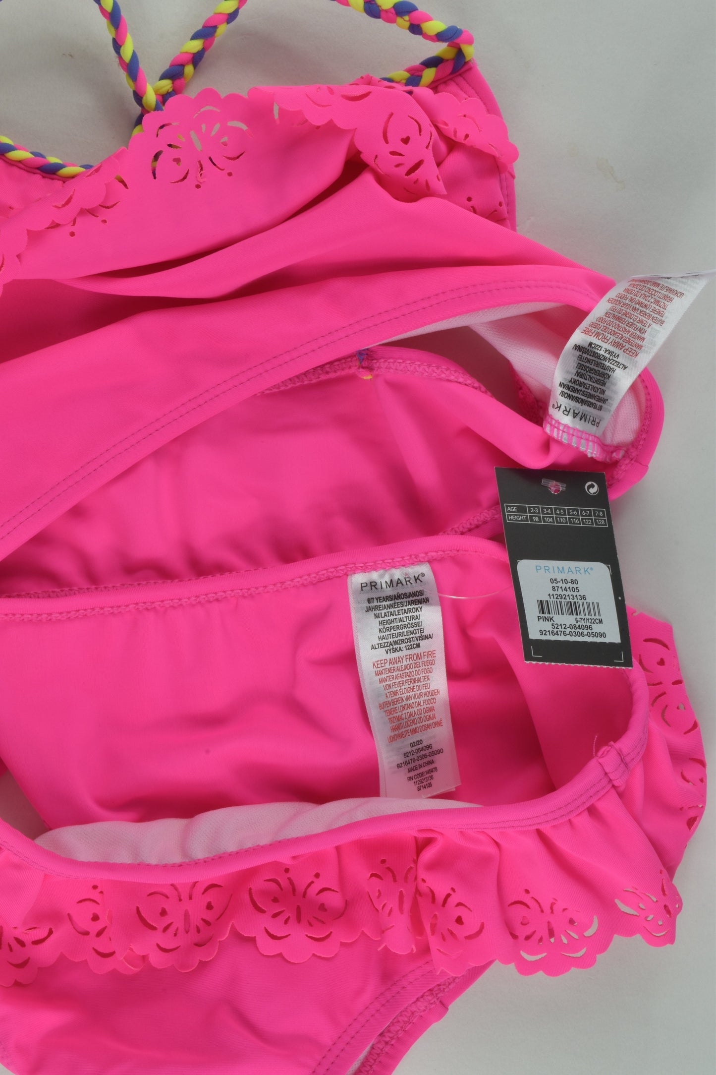NEW Primark Size 6/7 Pink Two Piece Bathers
