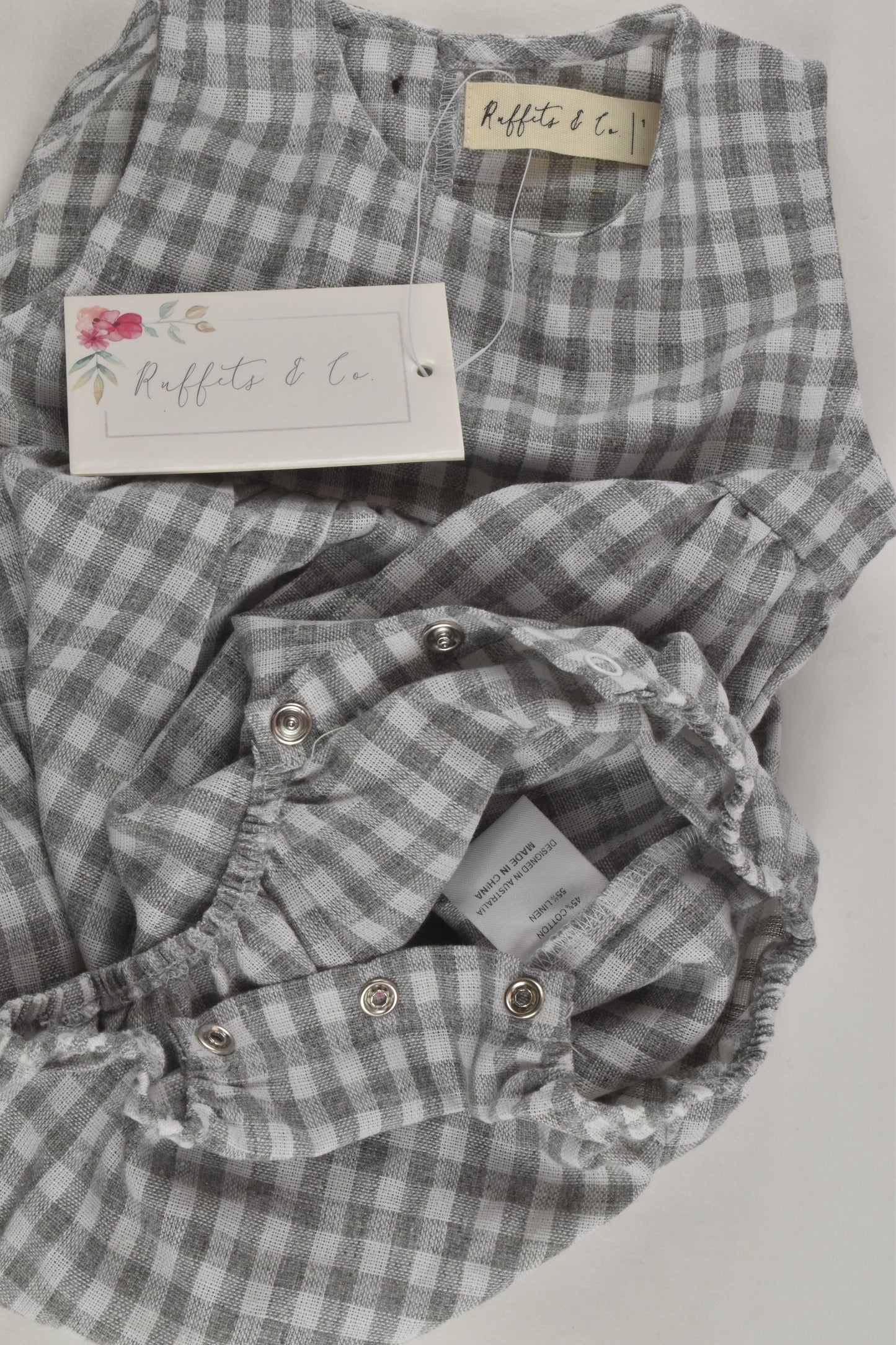 NEW Ruffets & Co Size 1 Linen Blend Romper