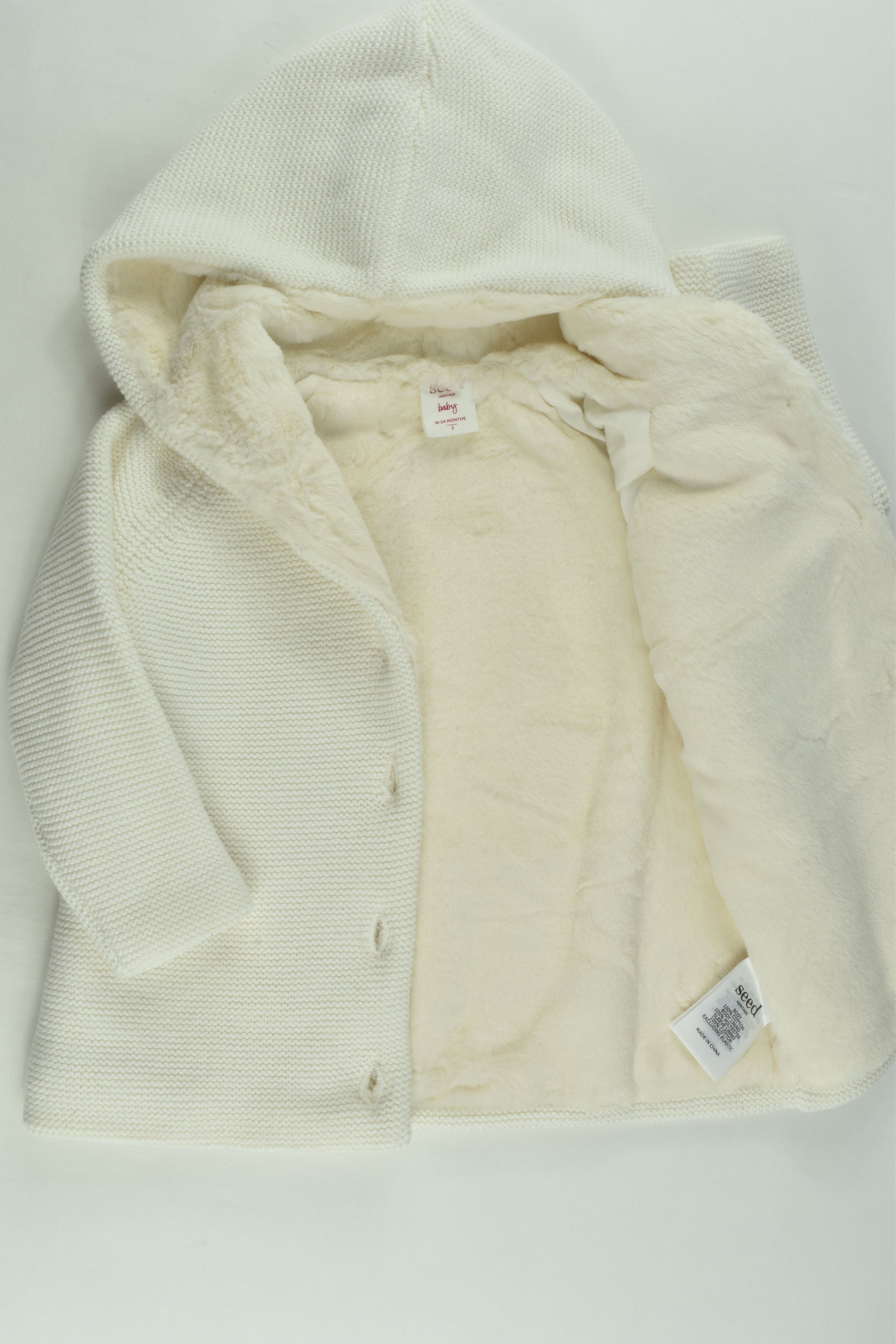 NEW Seed Heritage Size 2 Knit Jumper with Furry Lining