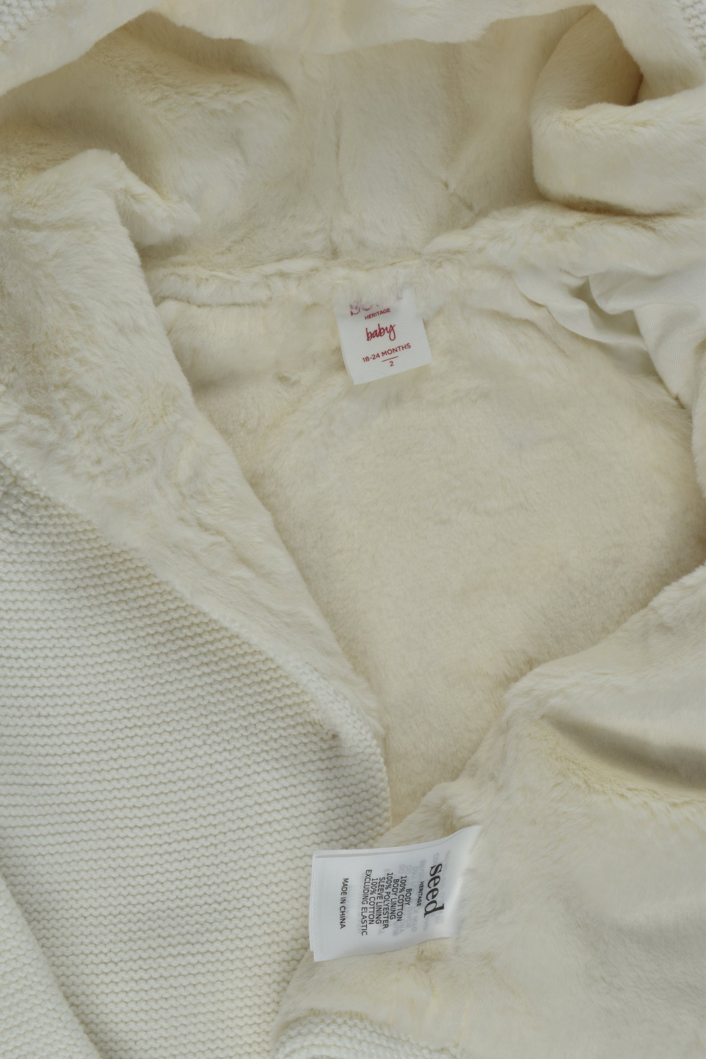 NEW Seed Heritage Size 2 Knit Jumper with Furry Lining