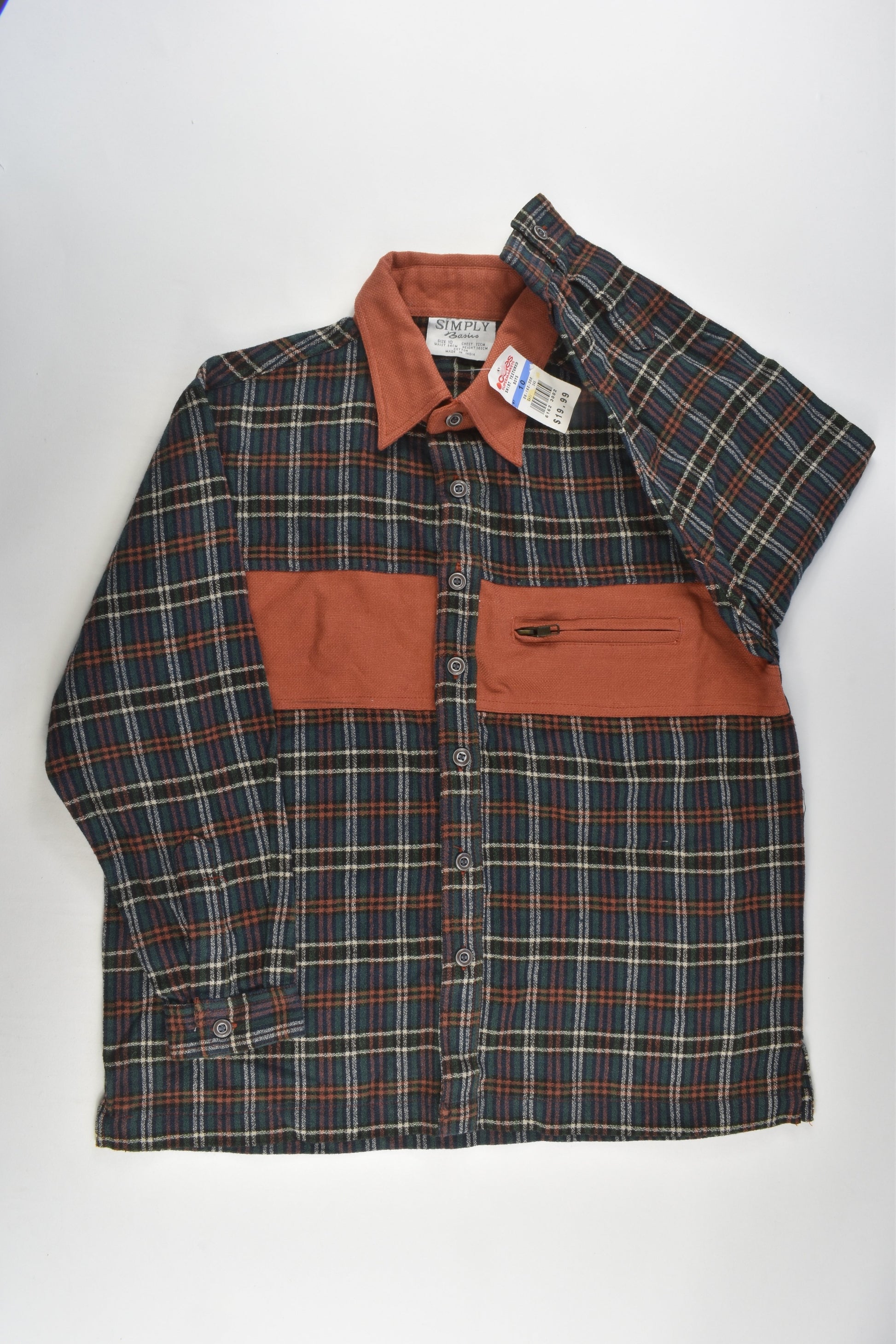 NEW Simply Basics Size 10 Checked Linen-feel Shirt