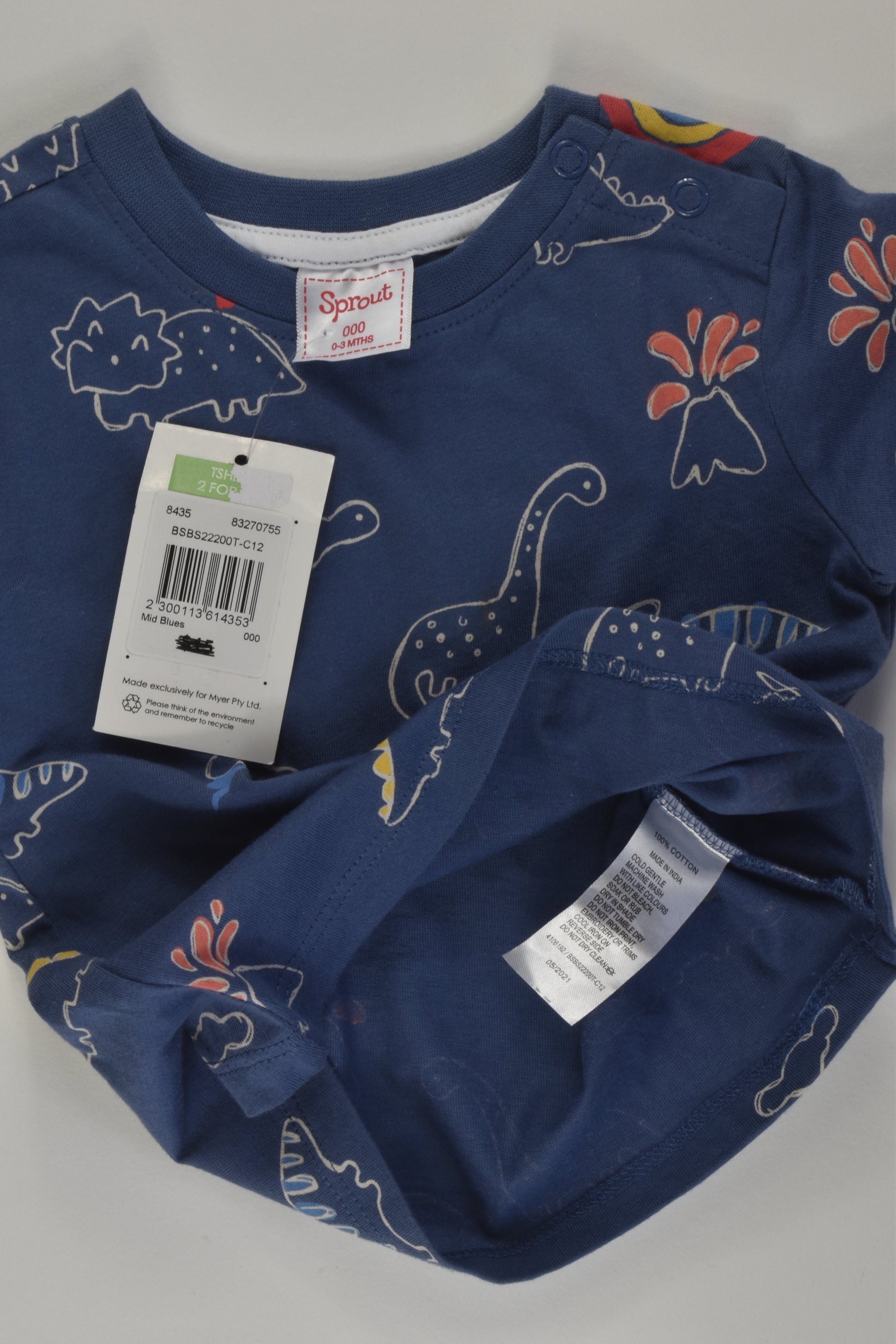 NEW Sprout Size 000 Dinosaur T-shirt