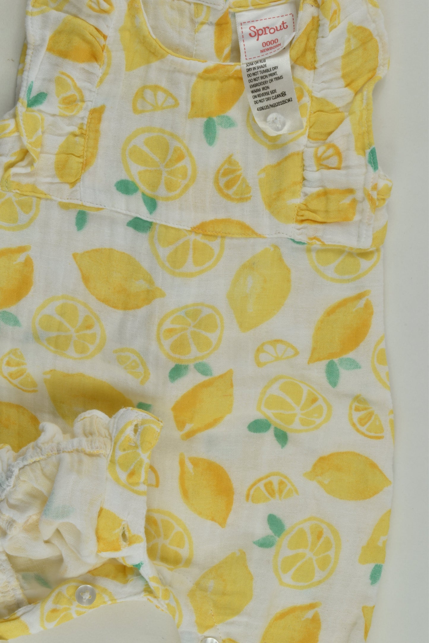 NEW Sprout Size 0000 Muslin Lemons Playsuit
