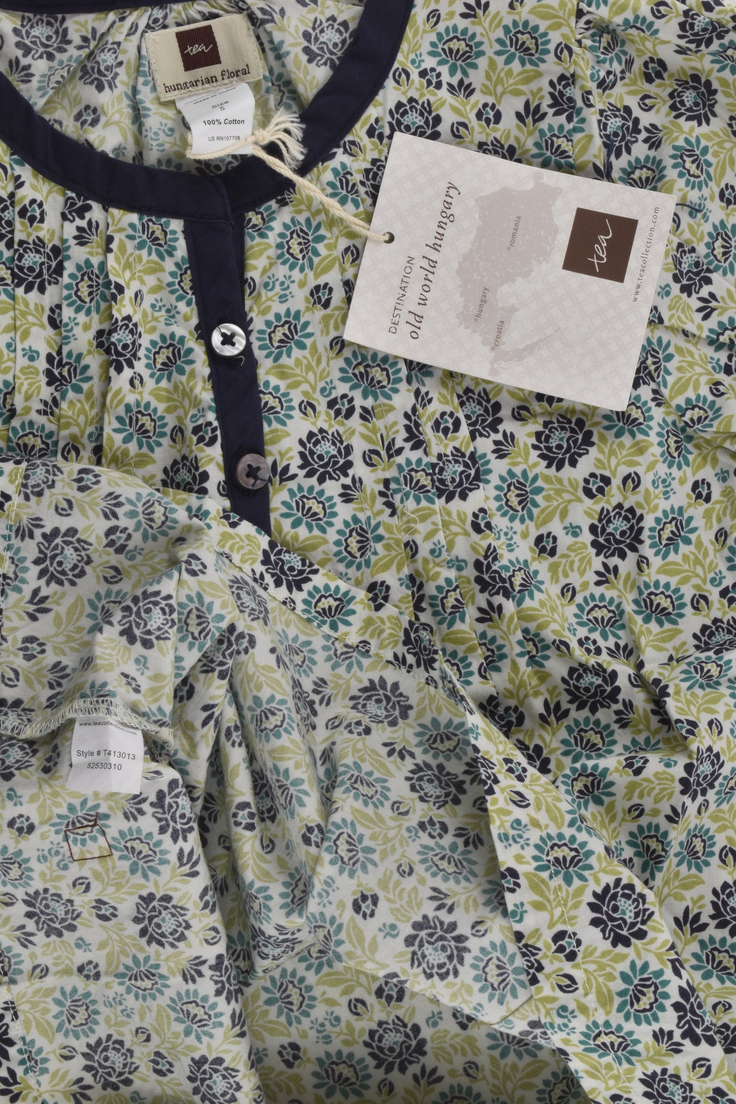 NEW Tea Size 5 Hungarian Floral Blouse