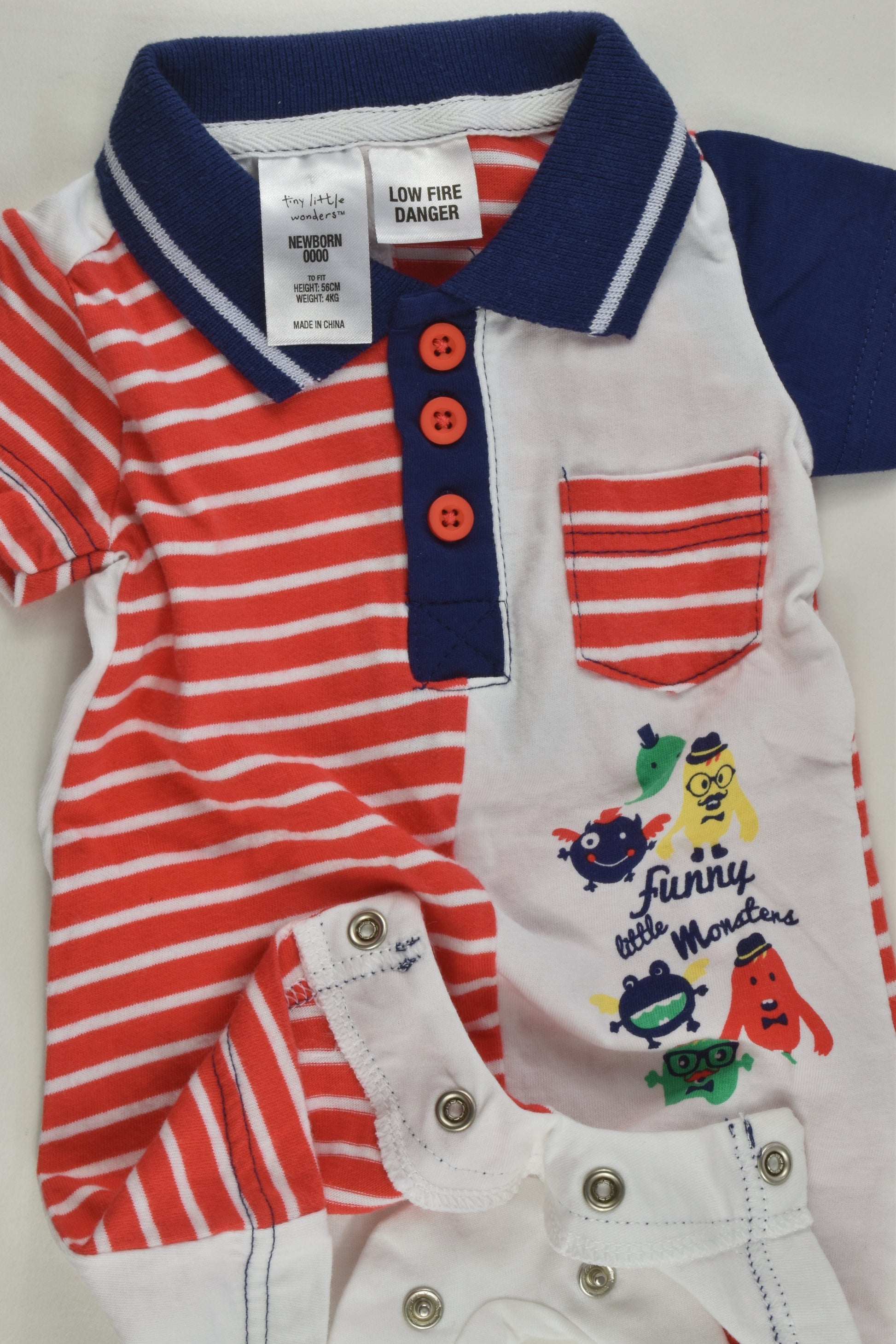 NEW Tiny Little Wonders Size 0000 'Funny Little Monsters' Short Romper