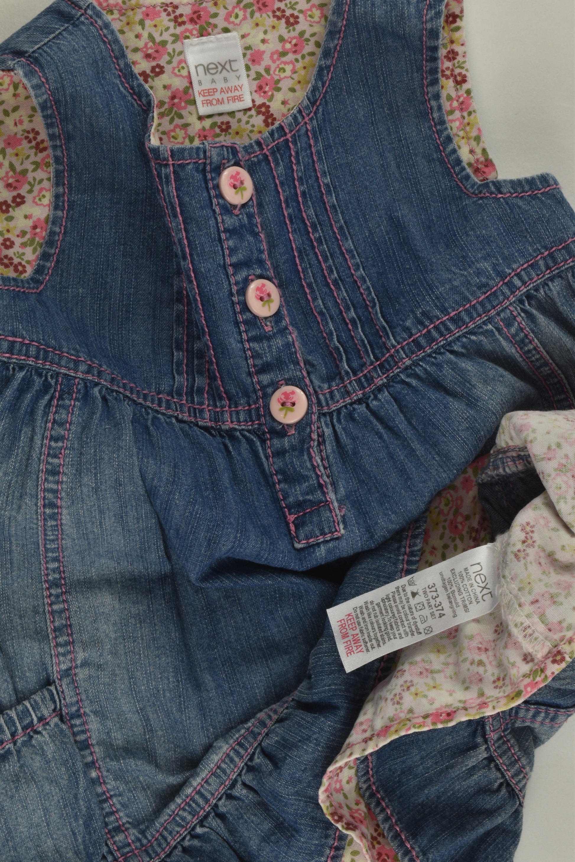 Next Size 0 (6-9 months) Floral Details Denim Dress
