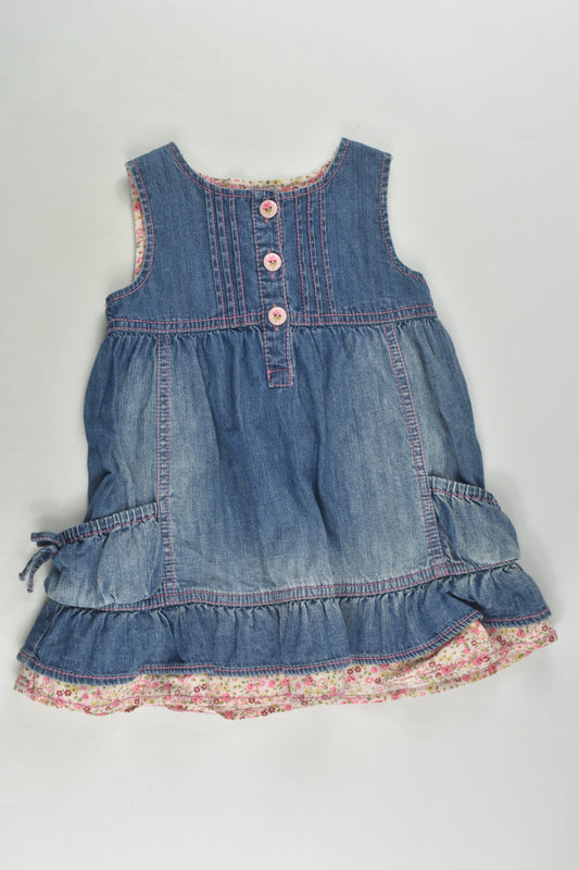 Next Size 0 (6-9 months) Floral Details Denim Dress