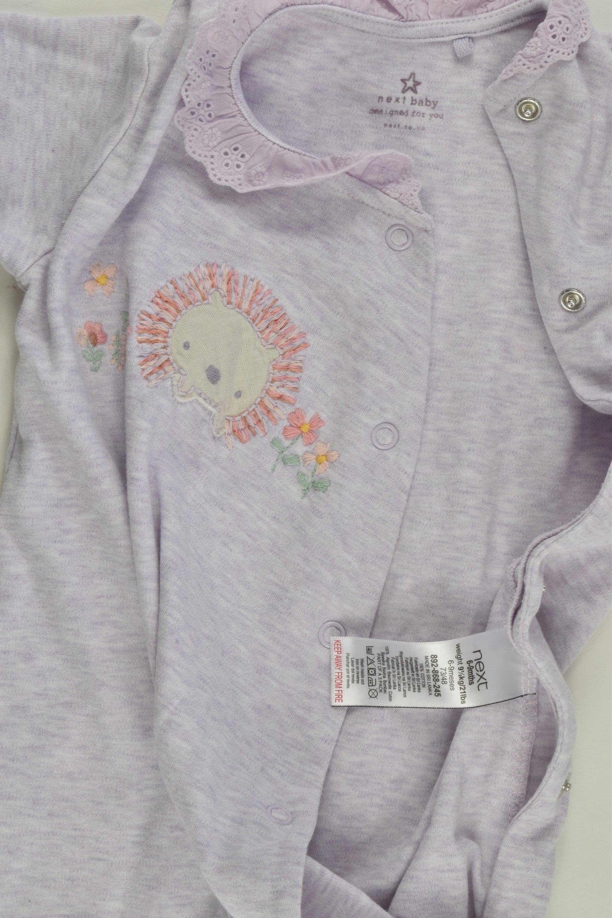 Next Size 0 (6-9 months) Hedgehog Footed Romper