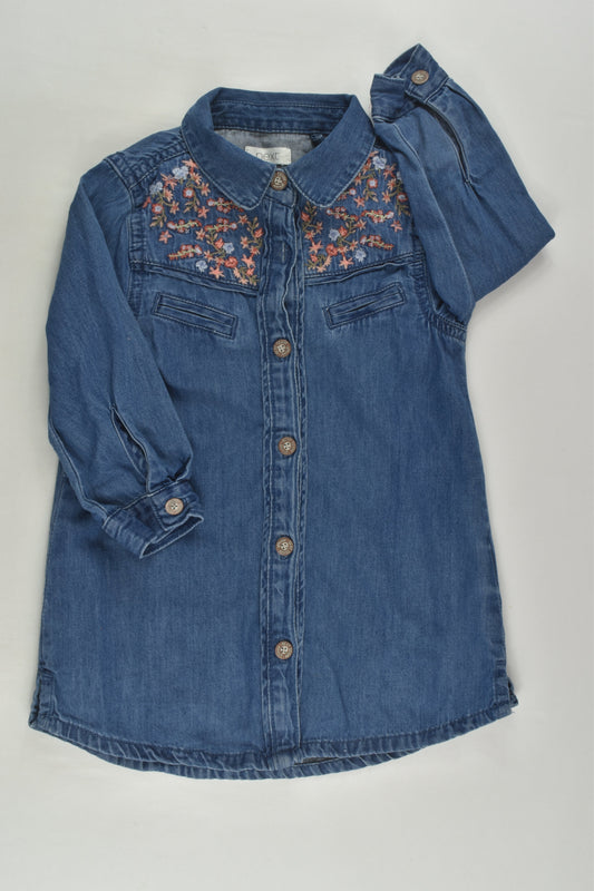 Next Size 0 Denim Embroidery Dress