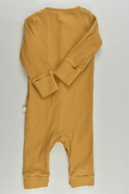 Next Size 00 Mustard Organic Ribbed Romper