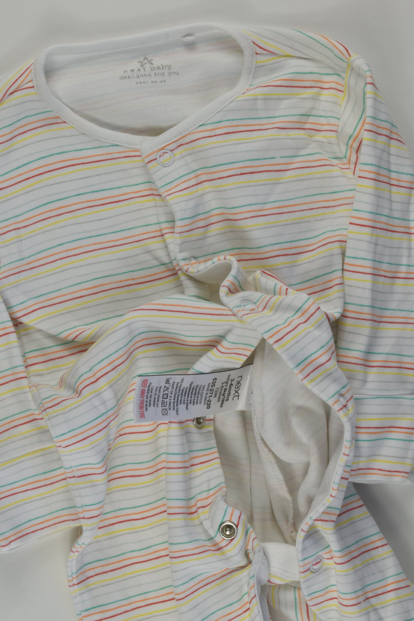 Next Size 00 Rainbow Stripes Footed Romper