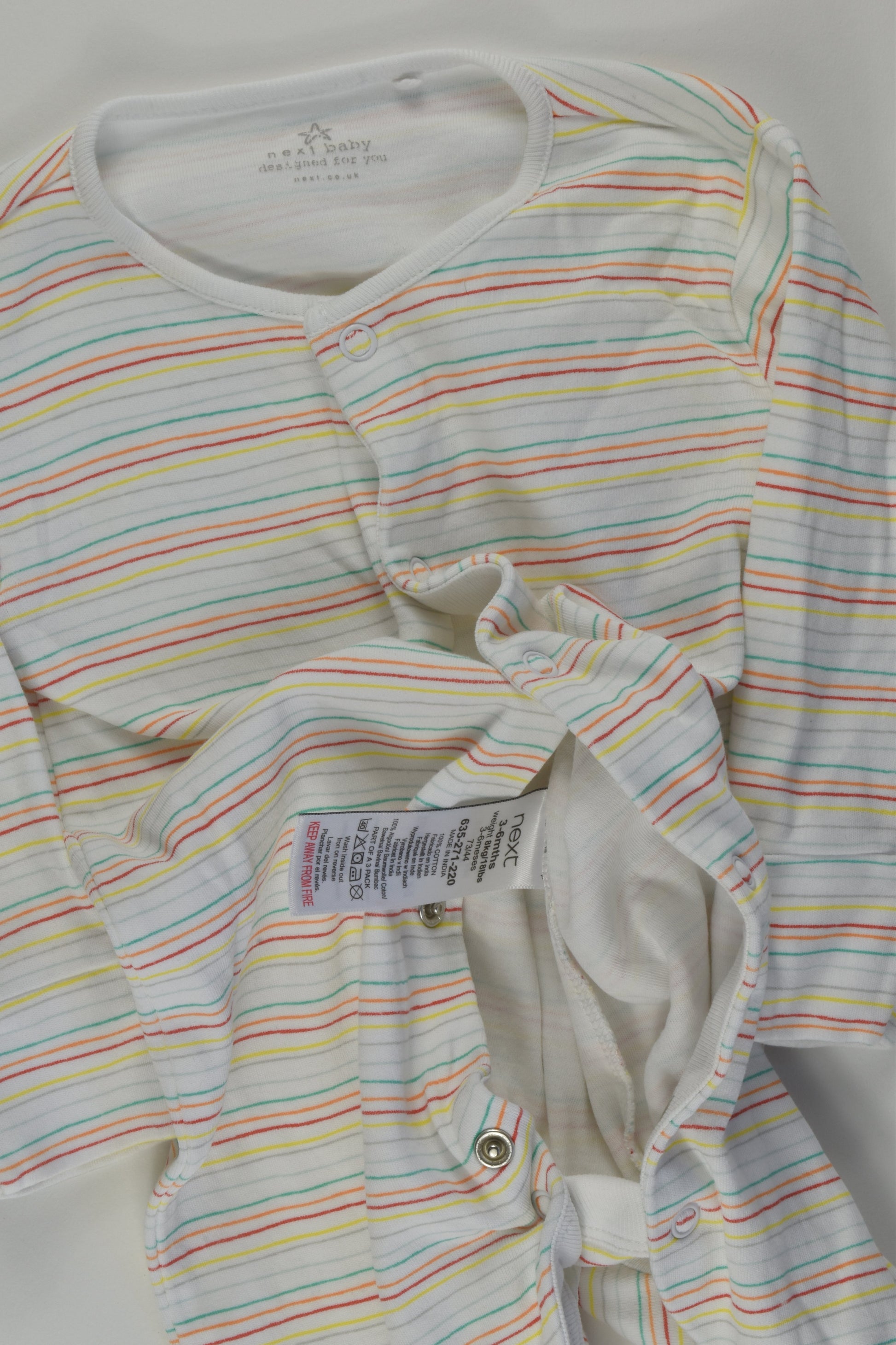 Next Size 00 Rainbow Stripes Footed Romper