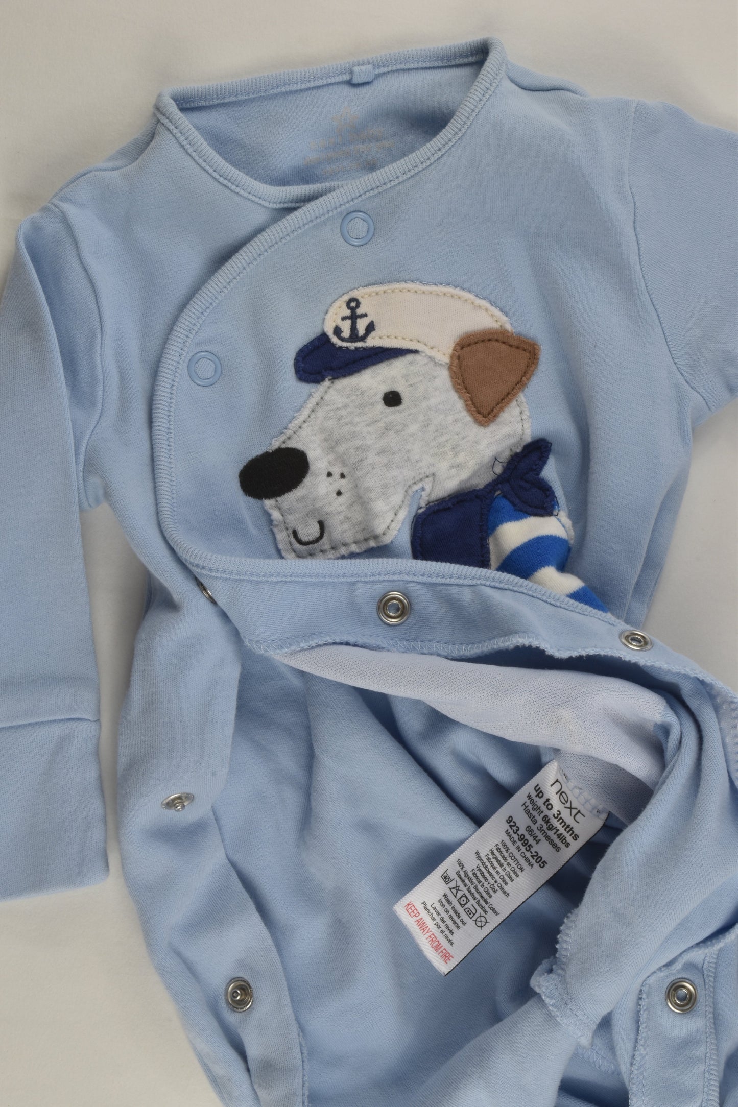 Next Size 000 (Up to 3 months) Nautical Dog Footed Romper