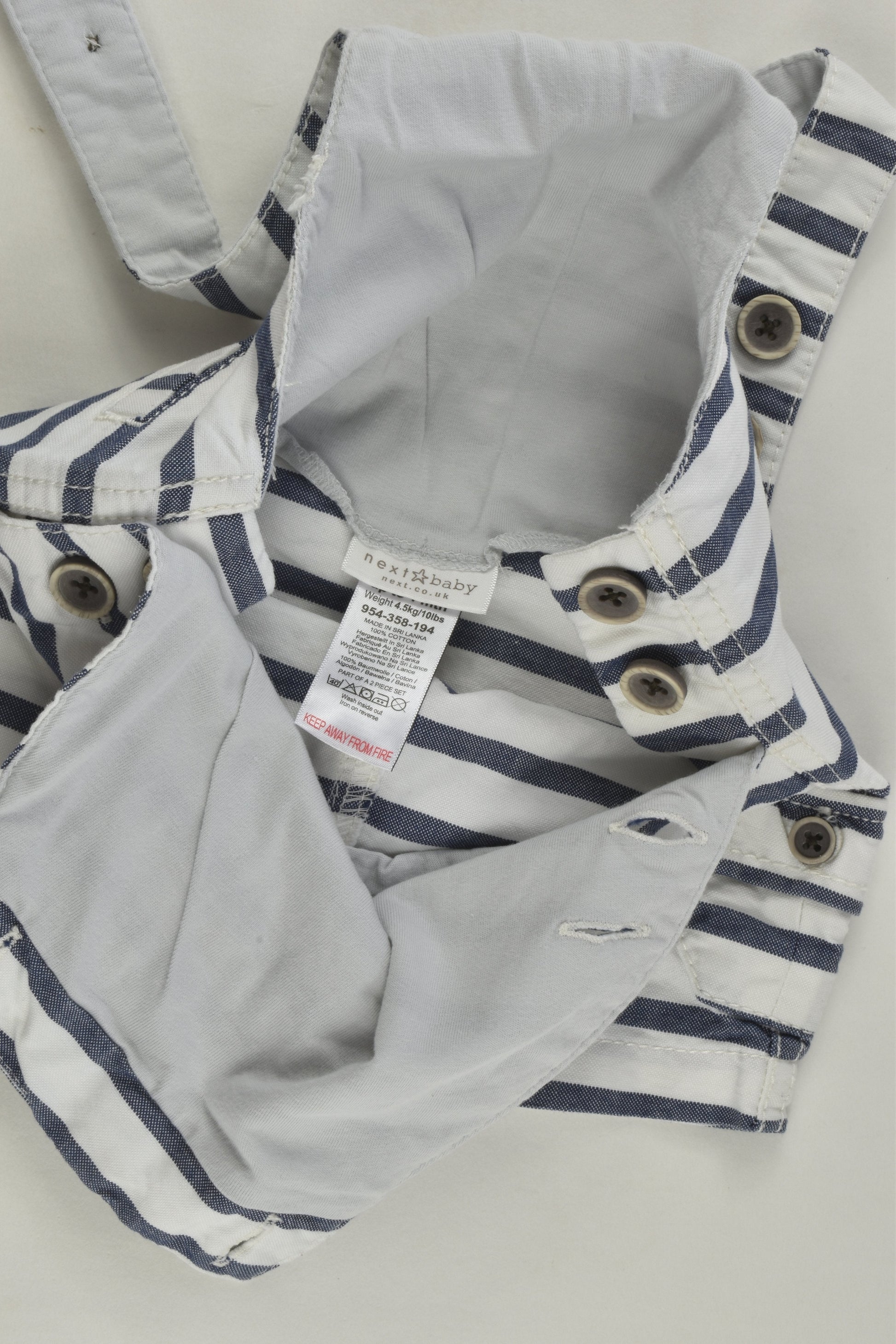 Next Size 0000-000 (1 monthh, 4.5 kg) Striped Short Overalls