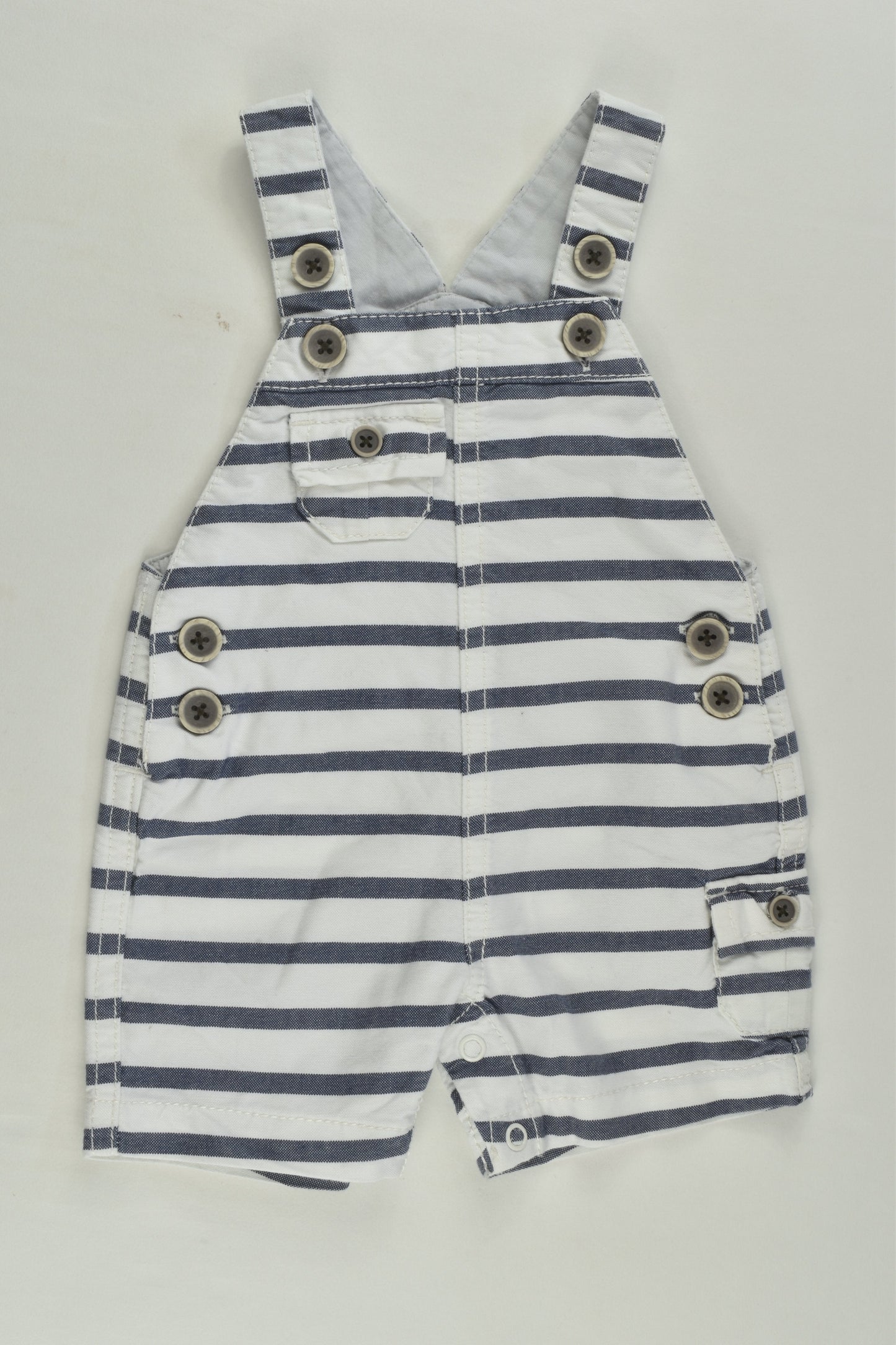 Next Size 0000-000 (1 monthh, 4.5 kg) Striped Short Overalls