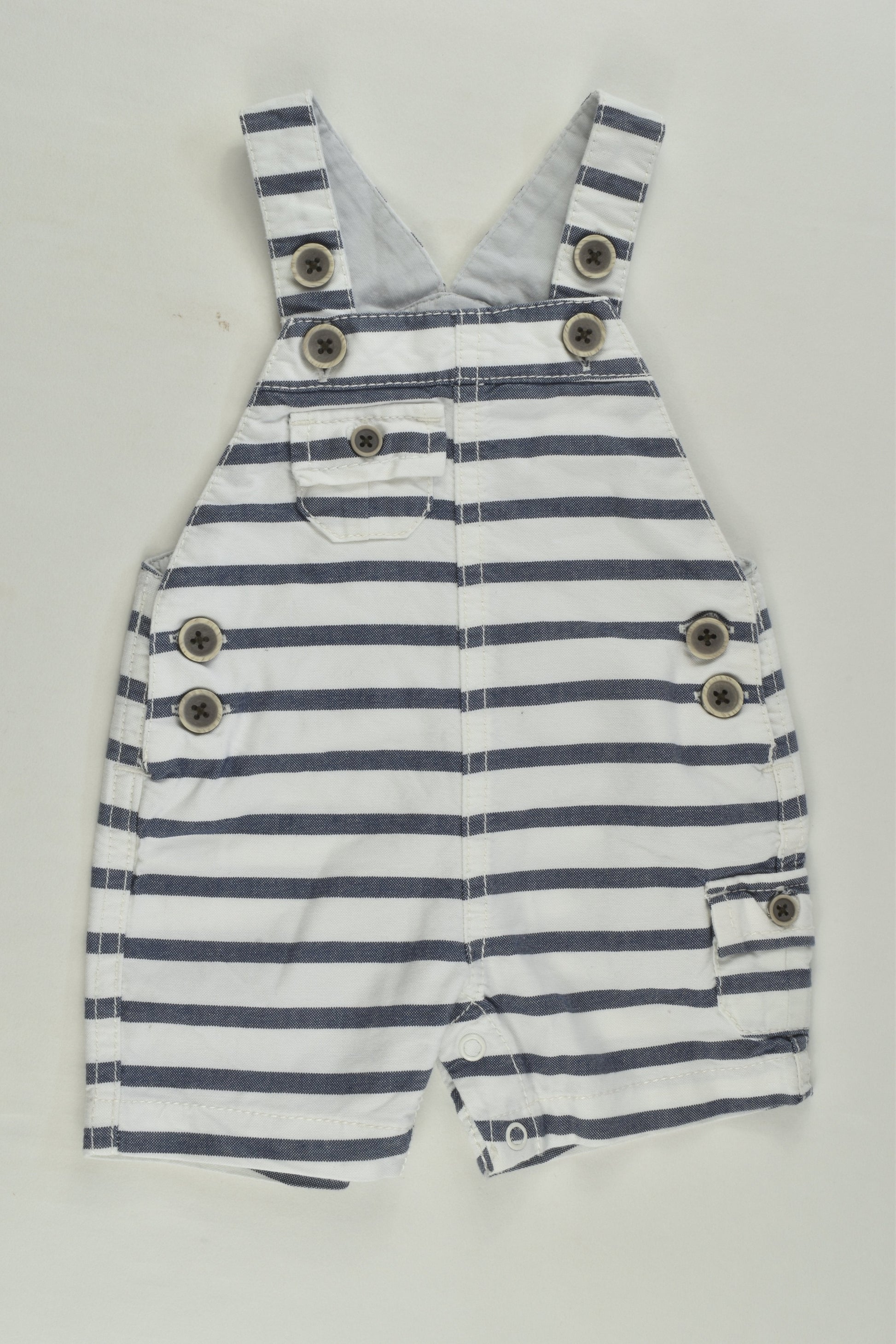 Next Size 0000-000 (1 monthh, 4.5 kg) Striped Short Overalls