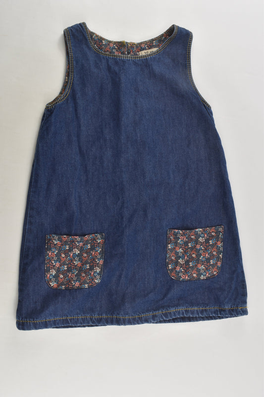 Next Size 2-3 Denim Dress with Floral Details