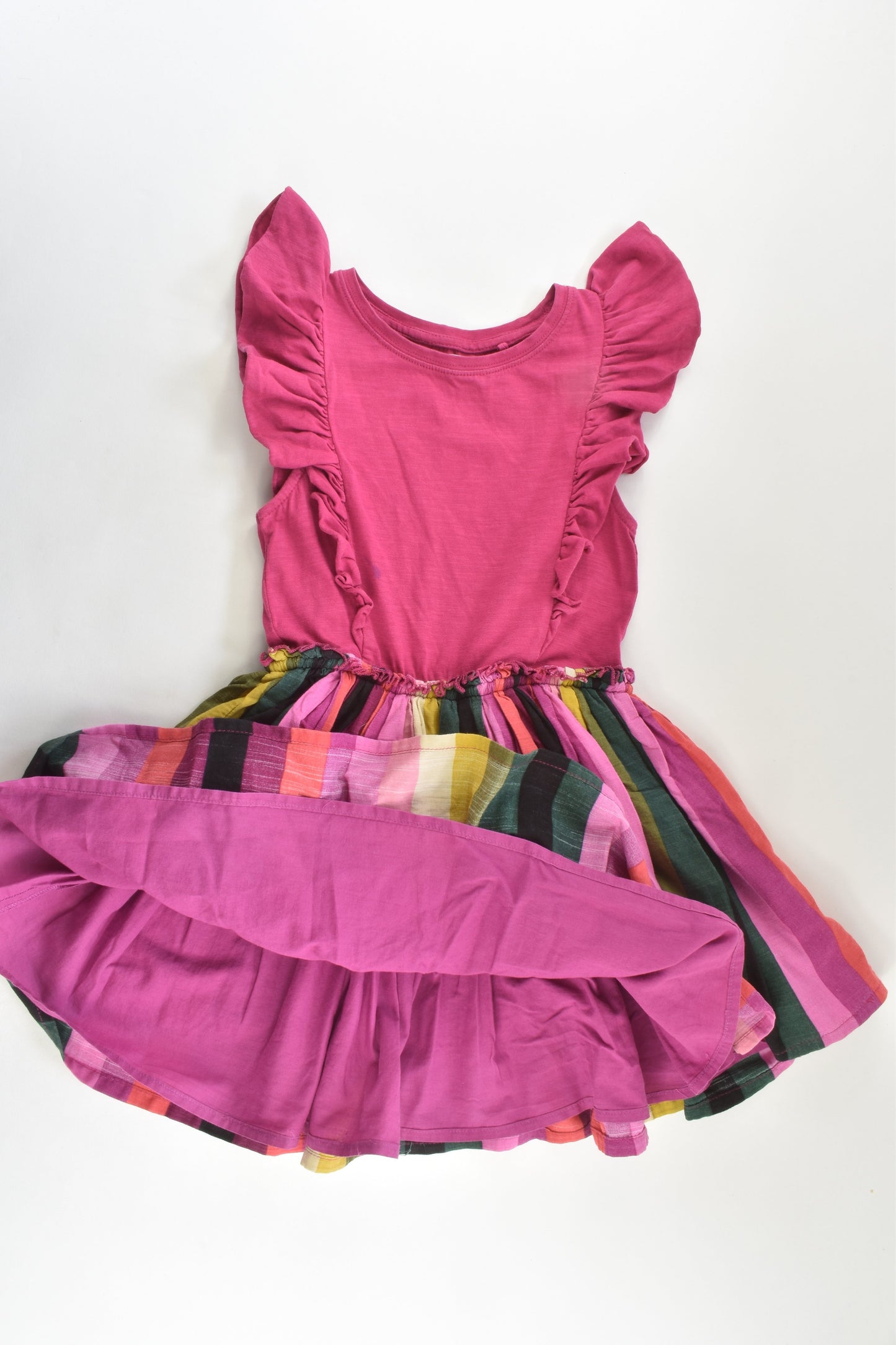 Next Size 5 (110 cm) Lined Stripes and Ruffle Dress