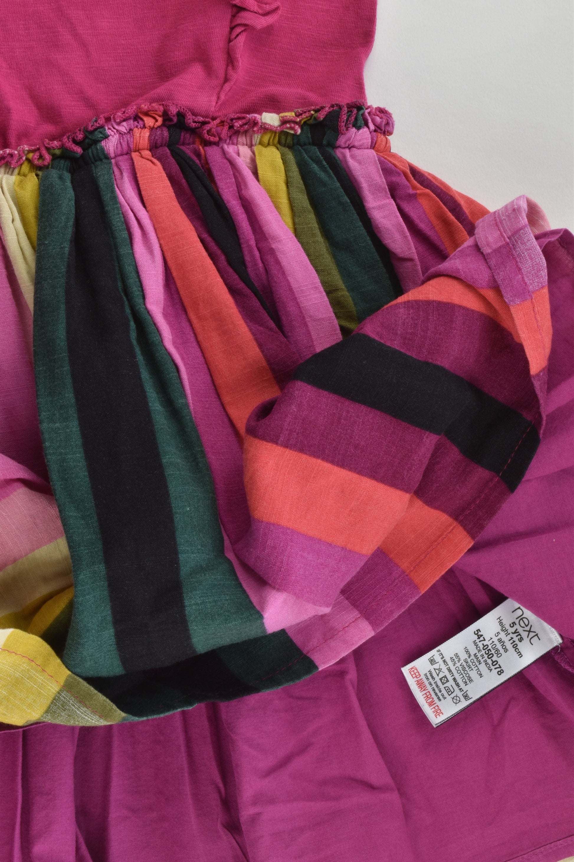 Next Size 5 (110 cm) Lined Stripes and Ruffle Dress