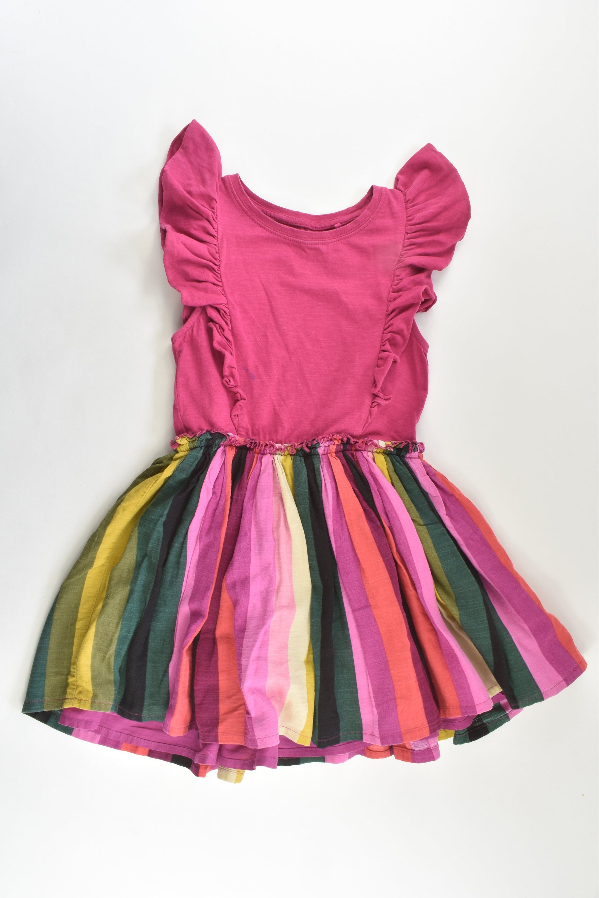 Next Size 5 (110 cm) Lined Stripes and Ruffle Dress