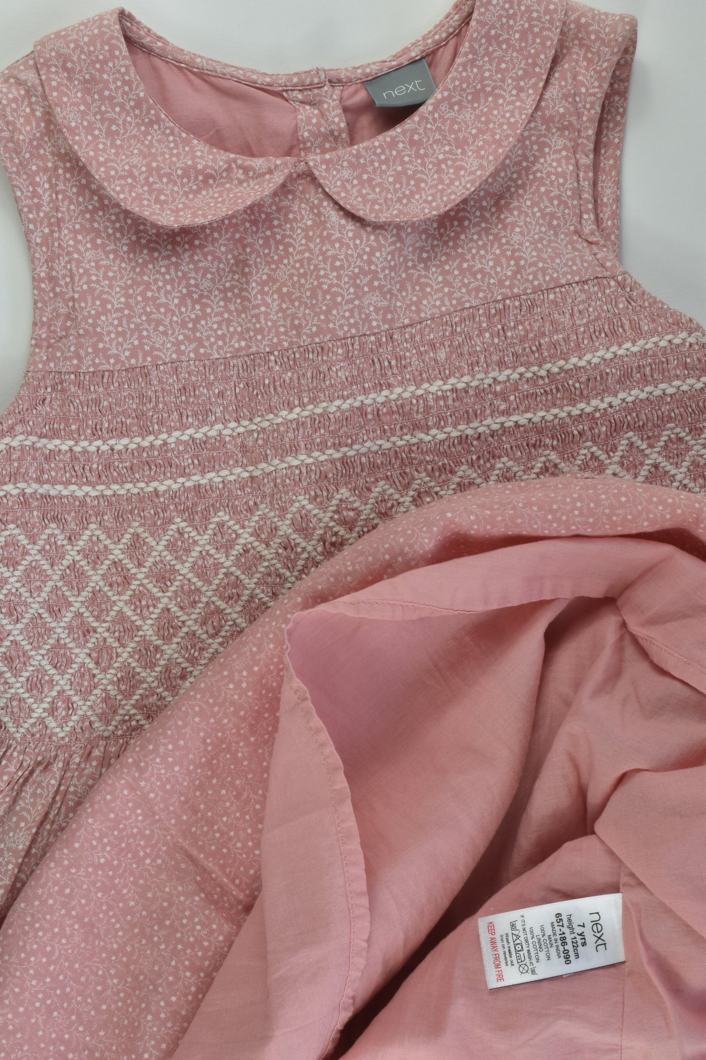 Next Size 7 Lined Smocked Dress