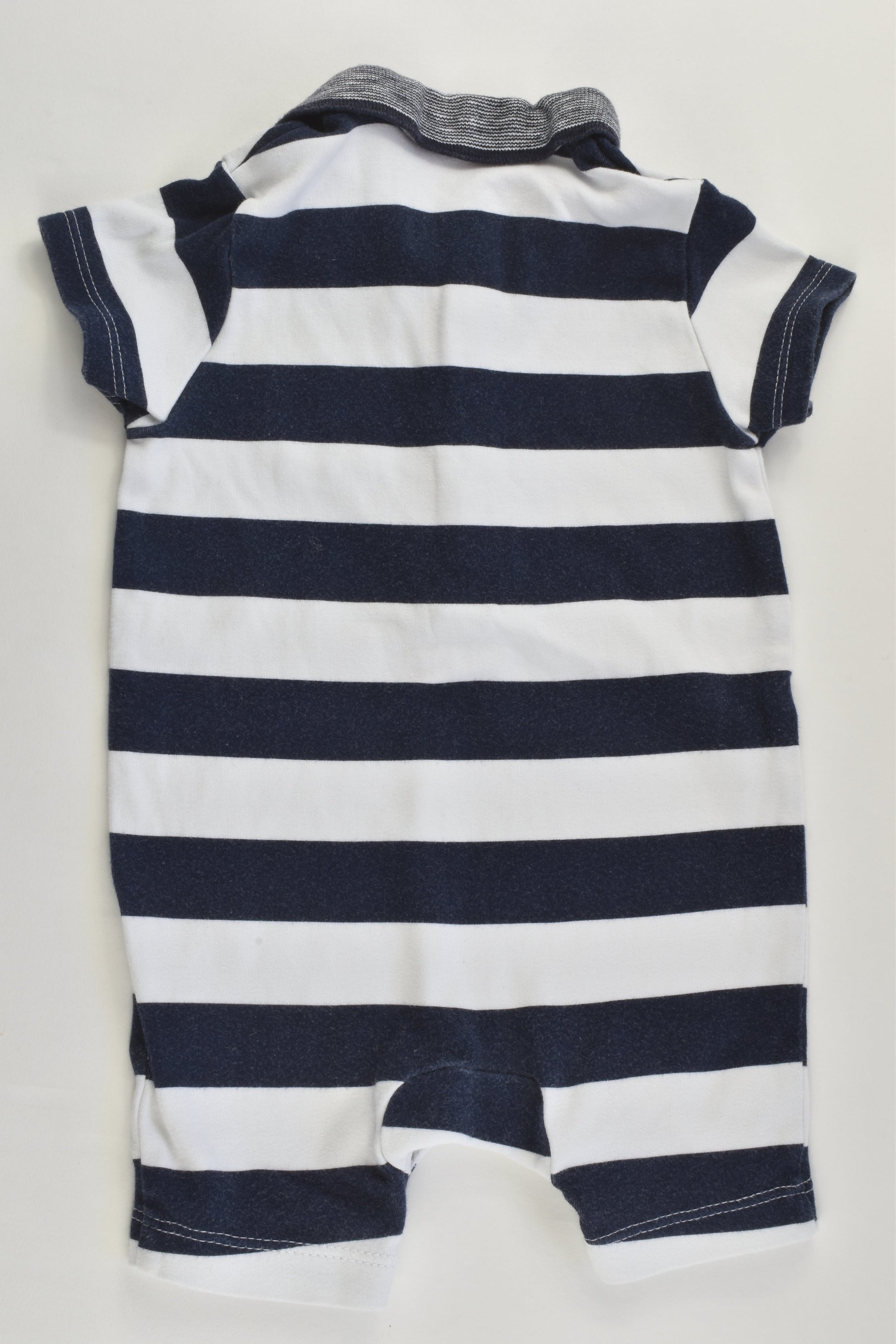 Next (UK) Size 00 (3-6 months) Striped Car Pocket Short Romper