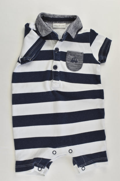 Next (UK) Size 00 (3-6 months) Striped Car Pocket Short Romper