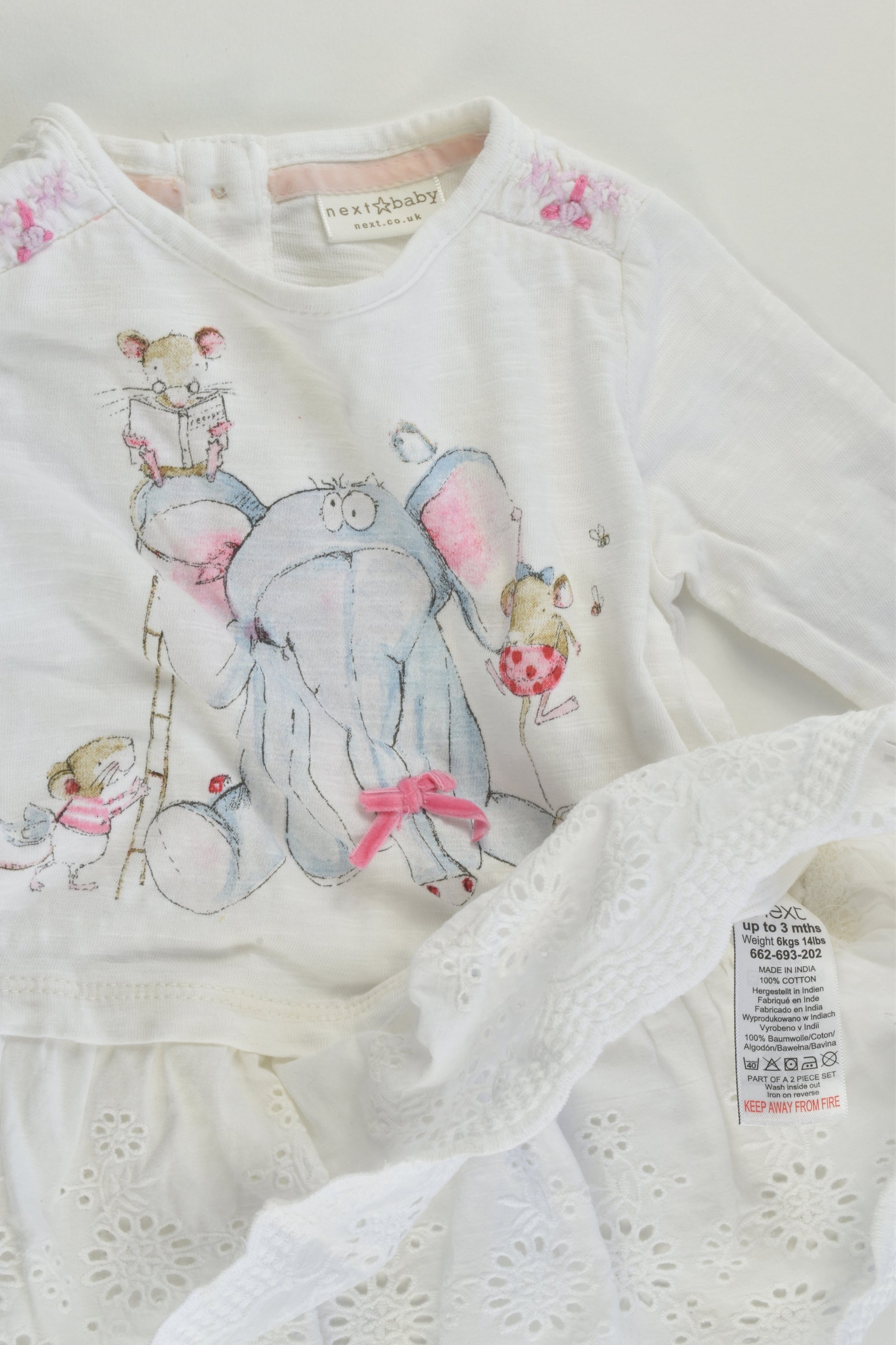 Next (UK) Size 000 (Up to 3 months) Lace Hem Dress/Tunic