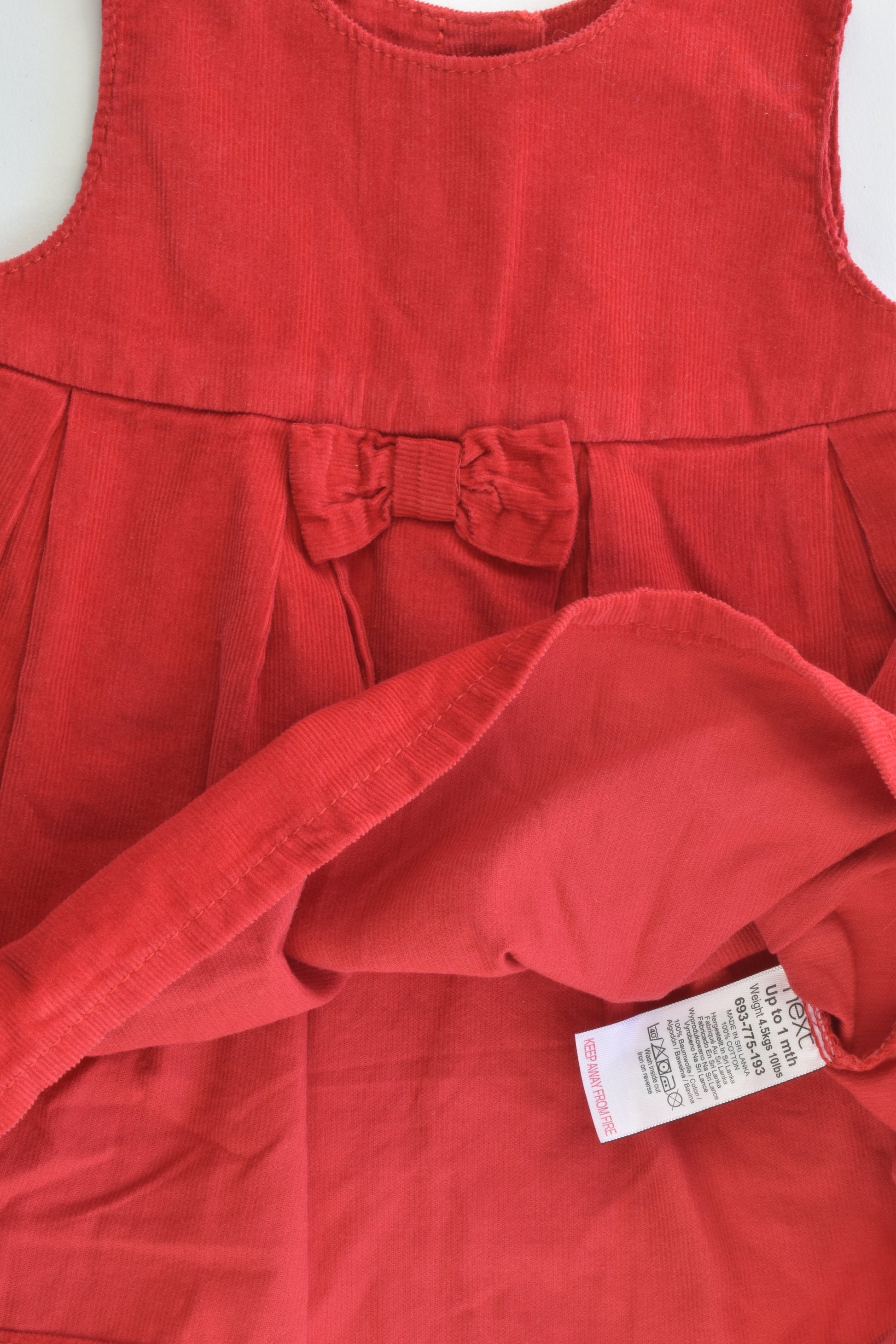 Next UK Size Up to 1 month (4.5 kgs) Stretchy Soft Cord Dress