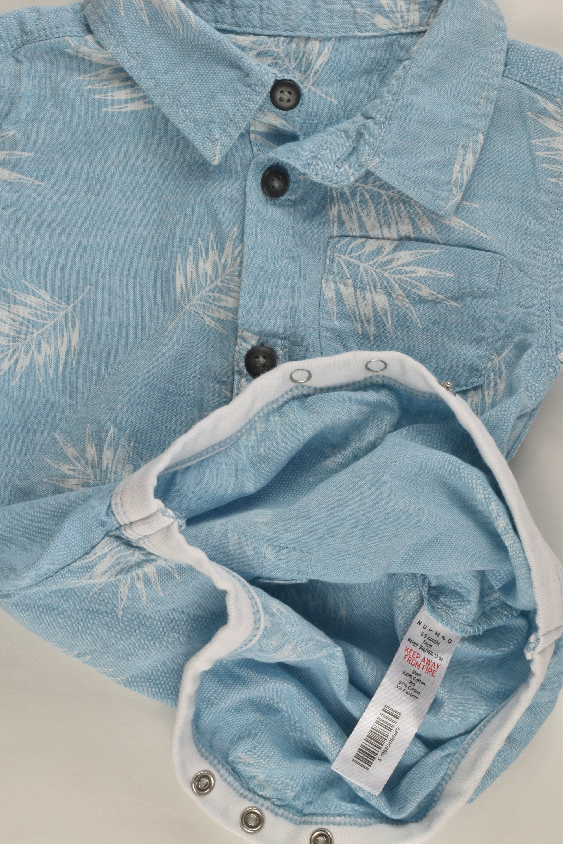 Nutmeg Size 0 (74 cm) Collared Bodysuit