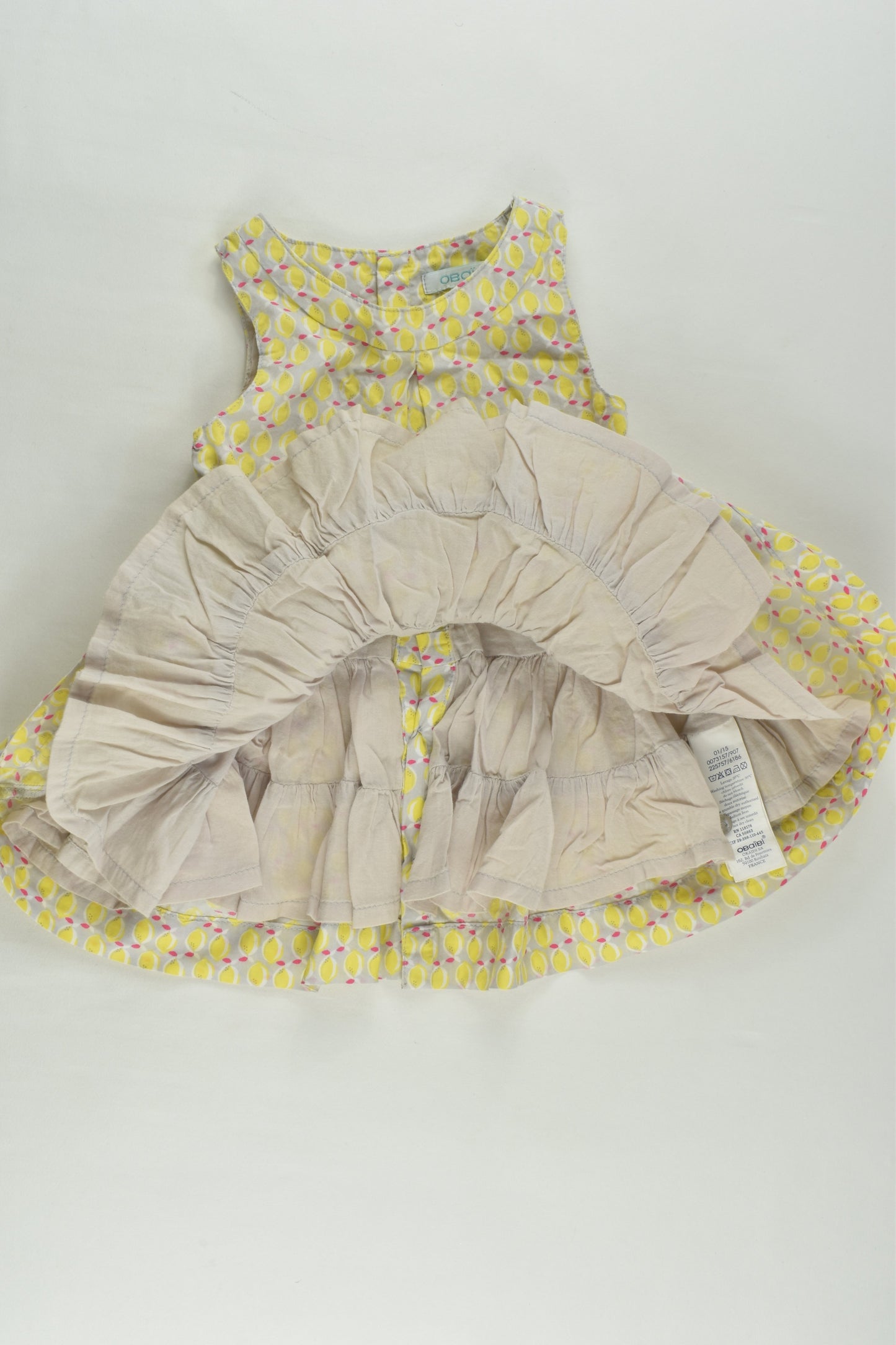 Obaïbi Size 00 (6M, 68 cm) Lined Lemon Dress