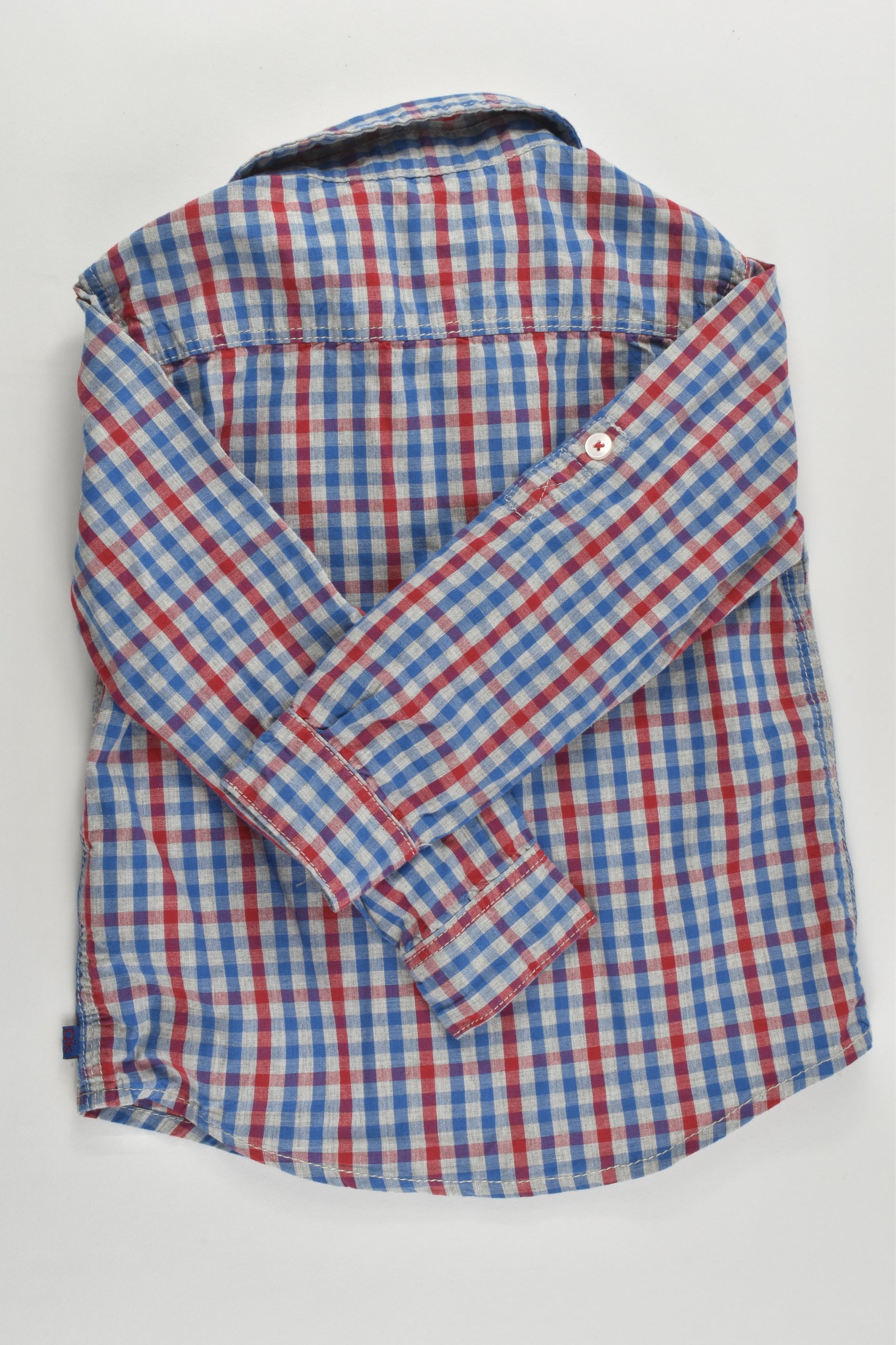 Okaïdi (France) Size 3 (98 cm) Checked Collared Shirt