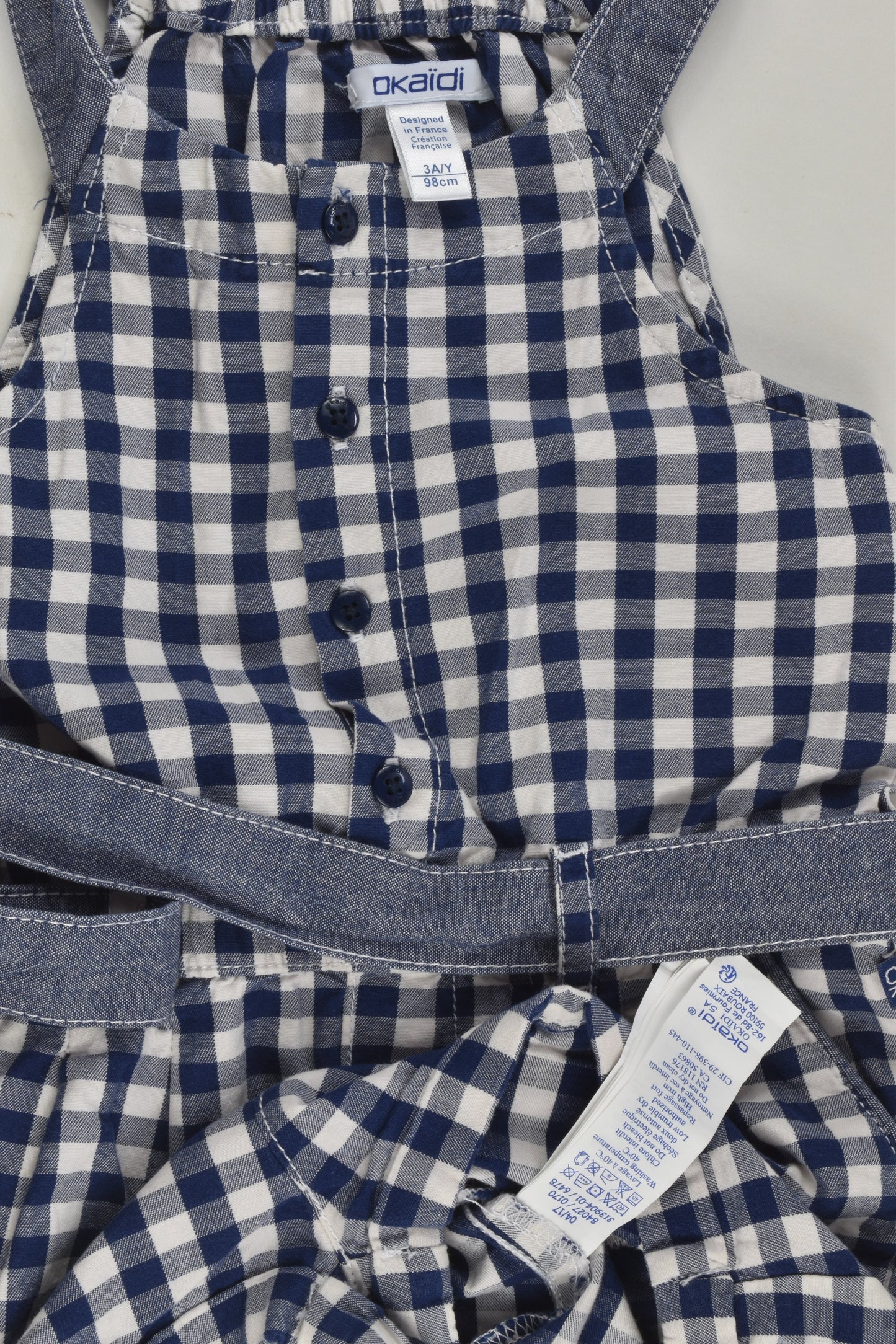 Okaïdi Size 3 (98 cm) Checked Playsuit