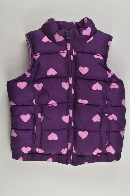 Old Navy Size 1-2 (18-24 months) Fleece Lined Love Hearts Puffer Vest