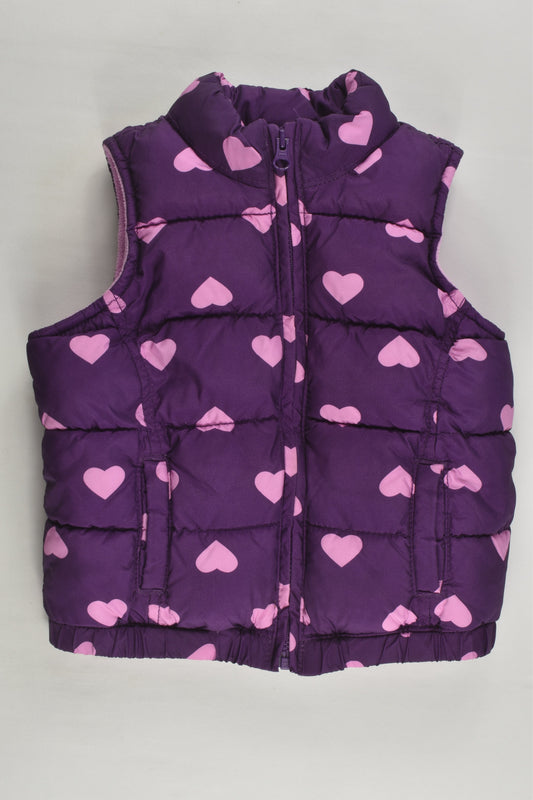 Old Navy Size 1-2 (18-24 months) Fleece Lined Love Hearts Puffer Vest