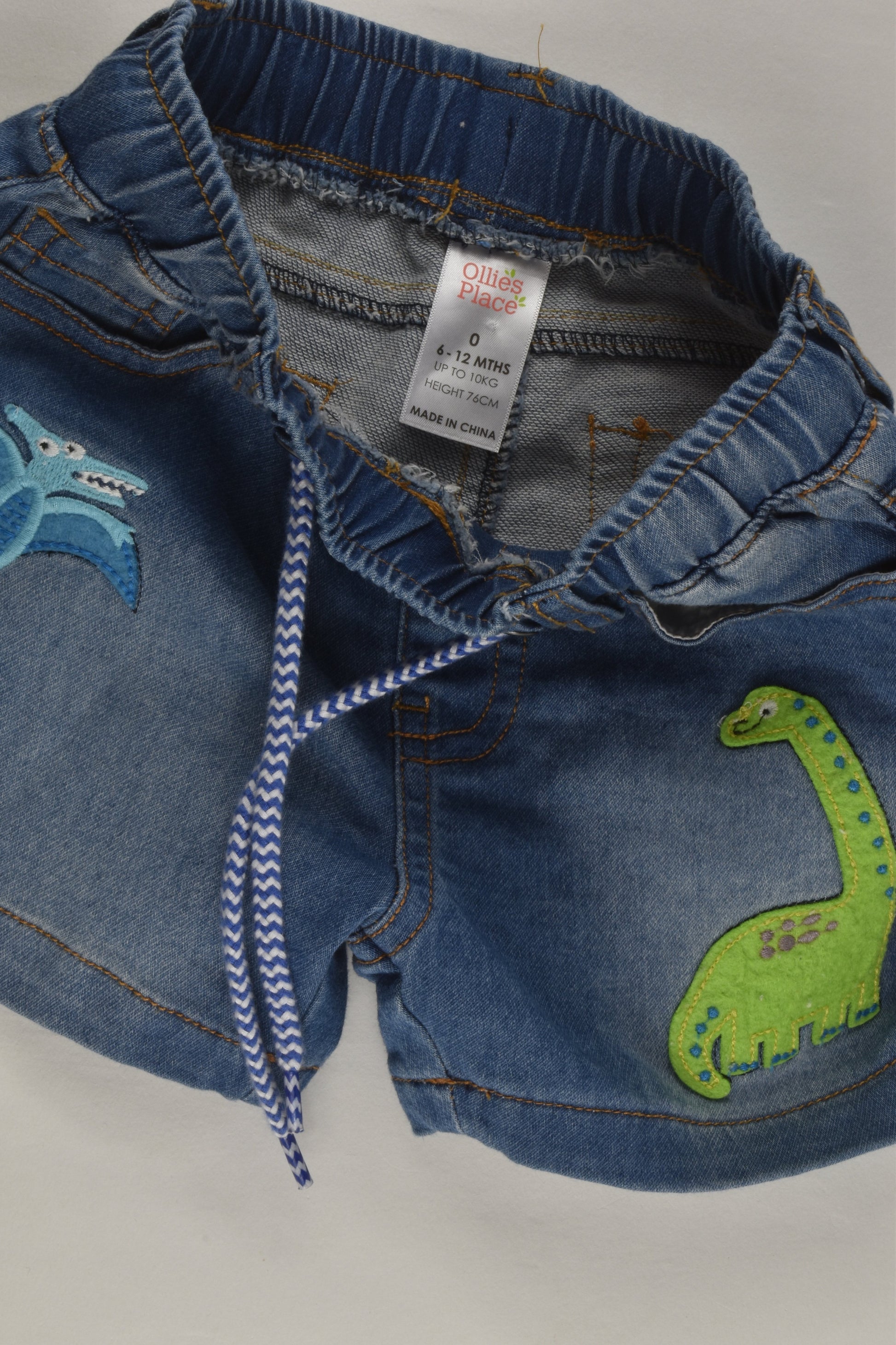 Ollie's Place Size 0 Dinosaur Denim Shorts