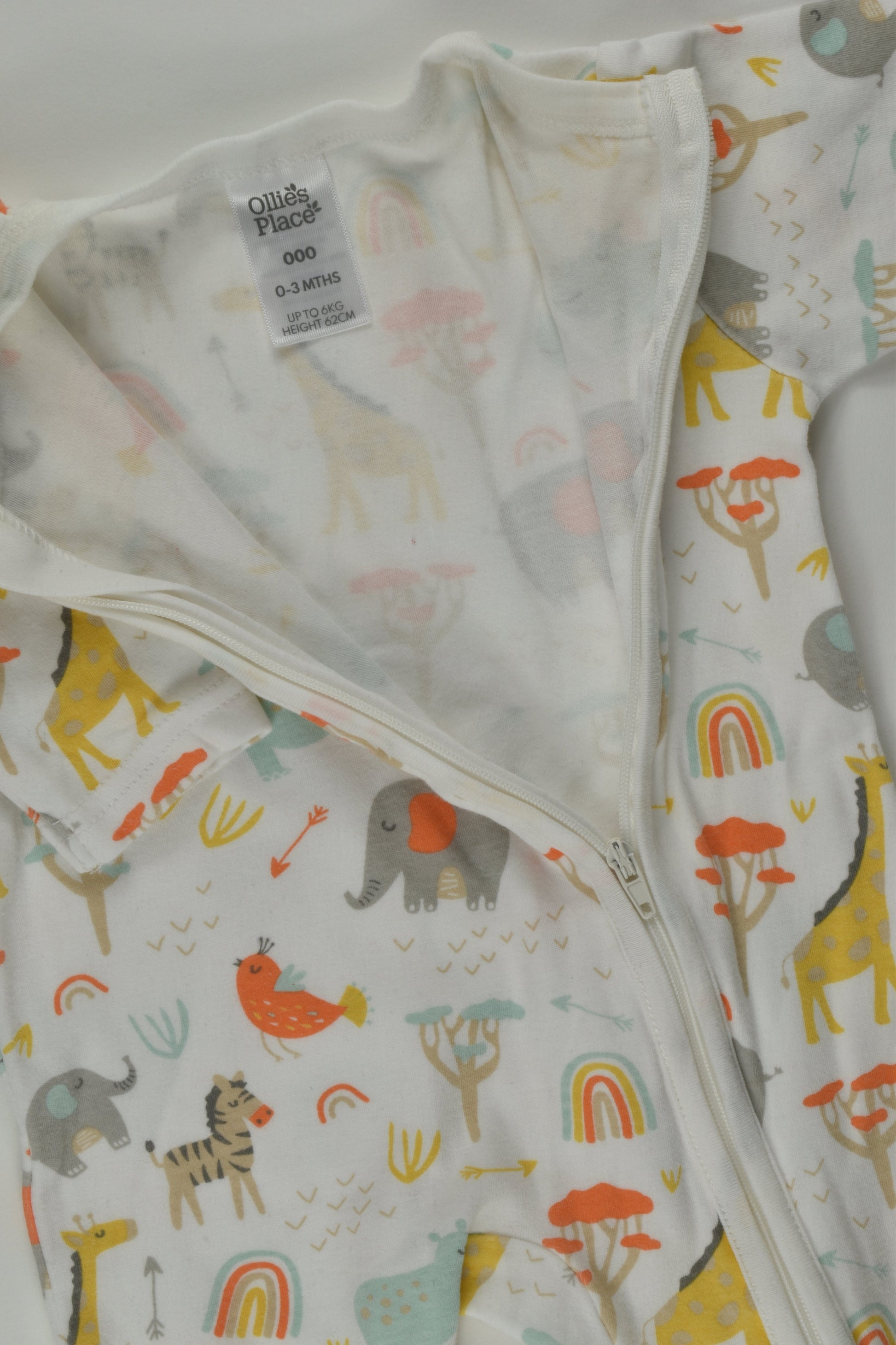 Ollie's Place Size 000 Animals and Rainbows Romper