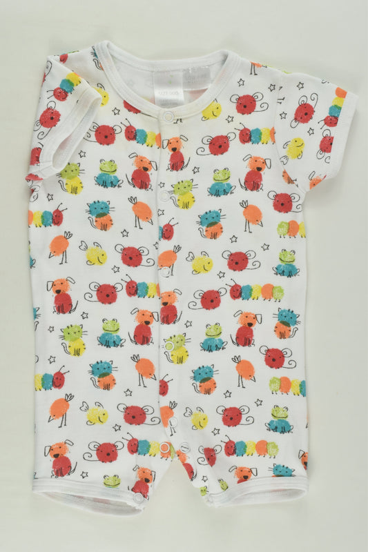 Ollie's Place Size 000 Colourful Animals Short Romper