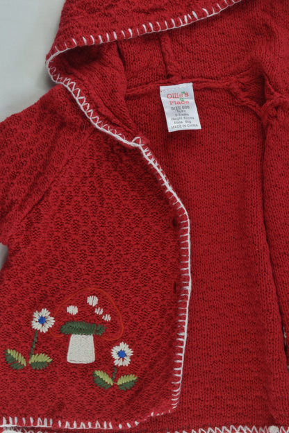 Ollie's Place Size 000 Flowers and Mushrooms Knit Cardigan