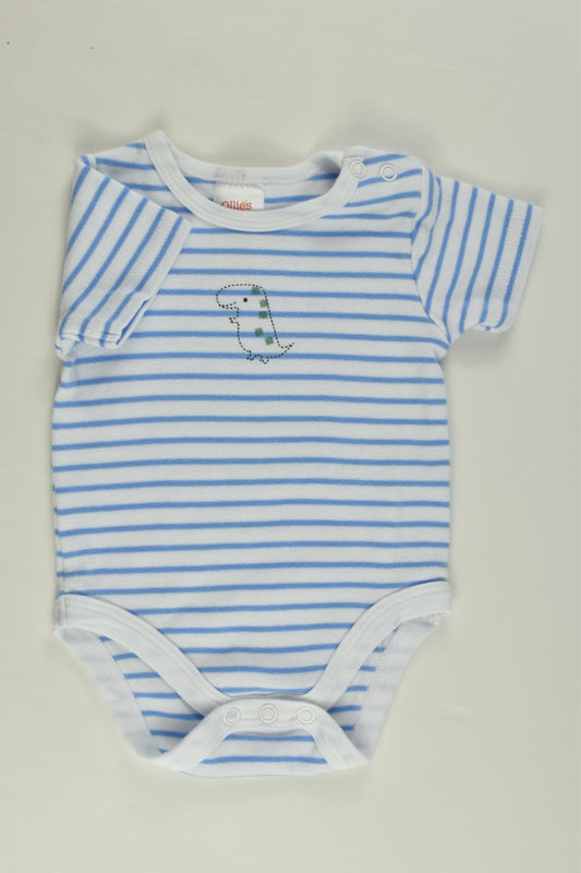 Ollie's Place Size 000 Striped Dinosaur Bodysuit