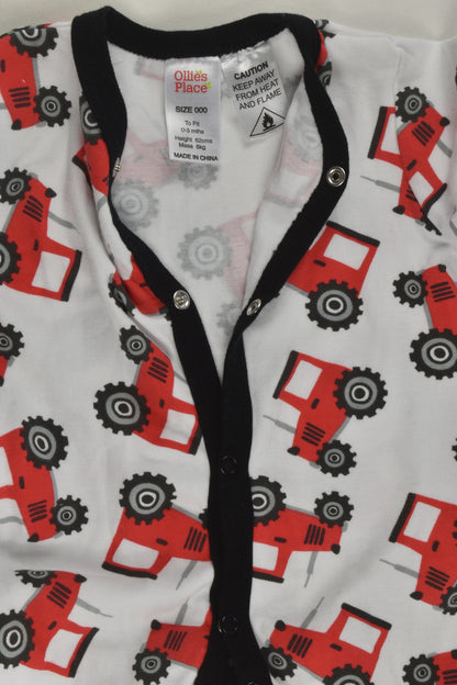 Ollie's Place Size 000 Tractors Footed Romper