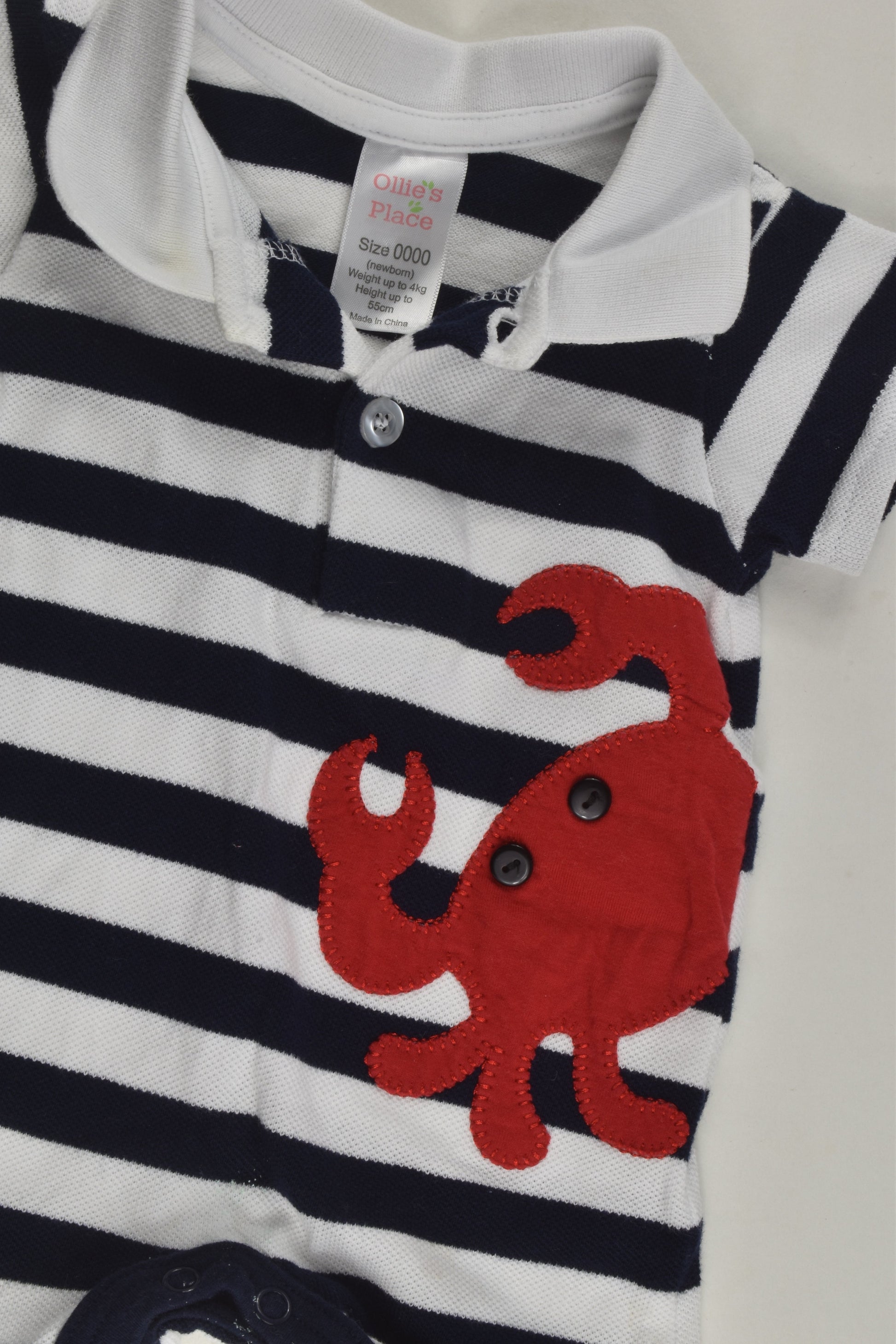 Ollie's Place Size 0000 Crab Polo Romper